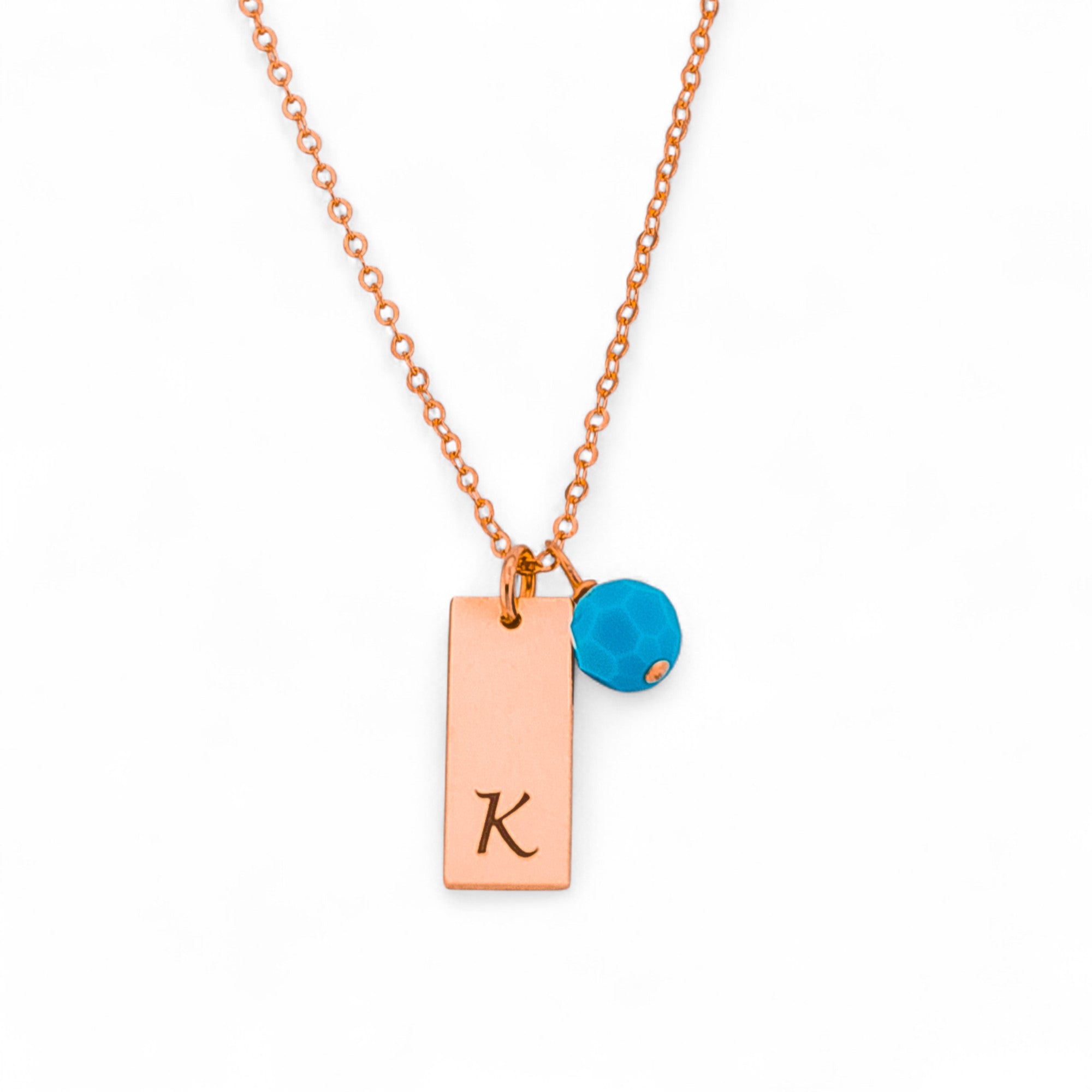 Mini Vertical Bar 1 Tag and 1 Birthstone Necklace, 1/4" x 5/8" Bar