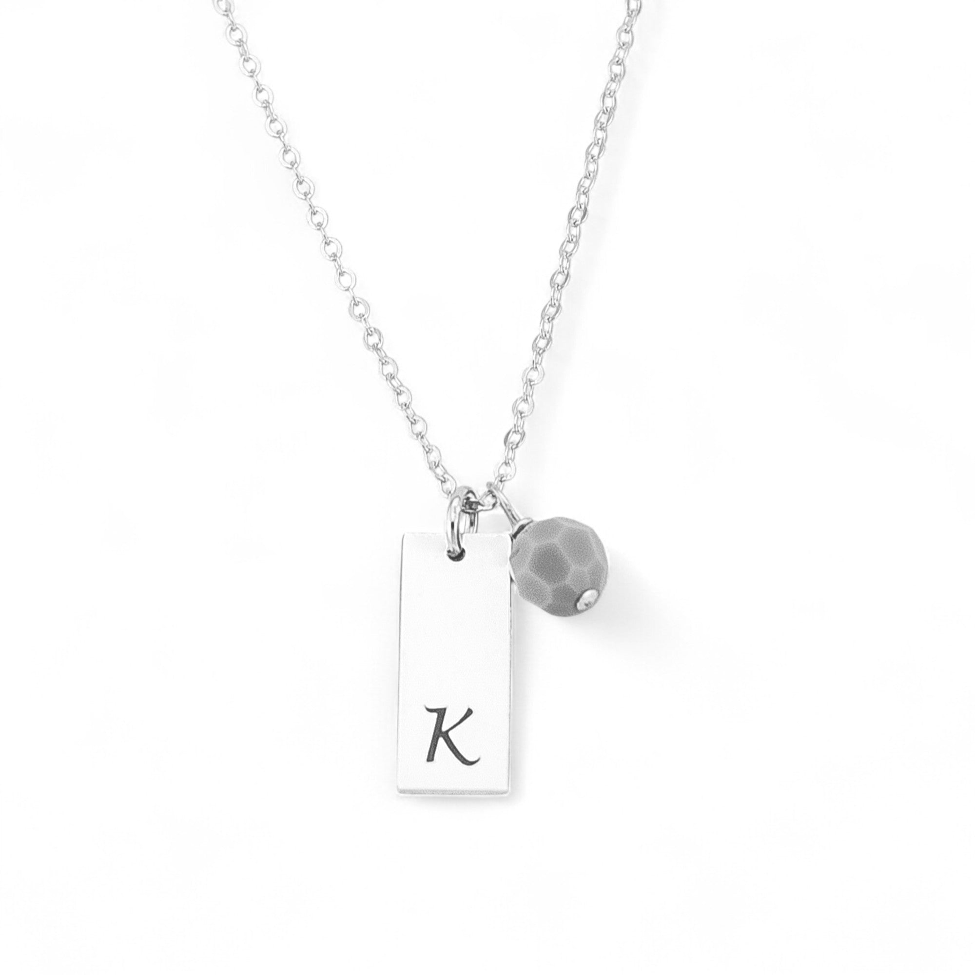 Mini Vertical Bar 1 Tag and 1 Birthstone Necklace, 1/4" x 5/8" Bar
