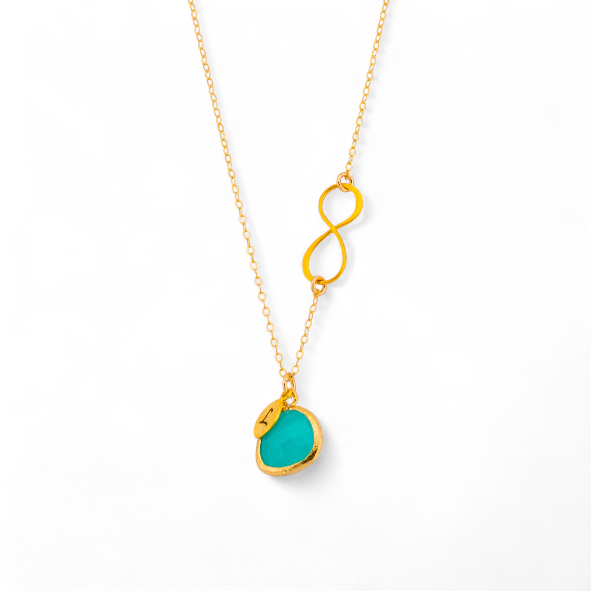 Monogram Bezel Stone Infinity Necklace
