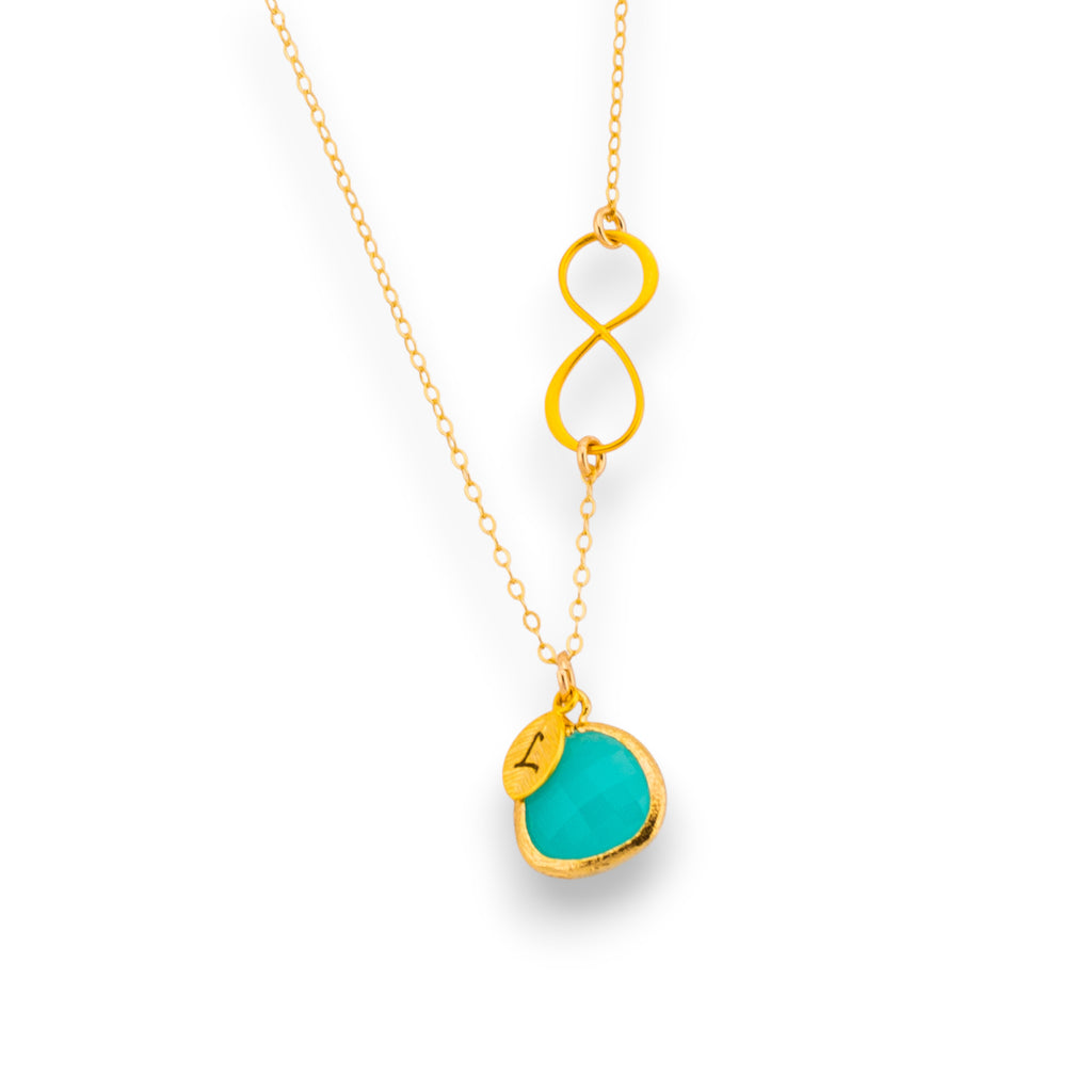 Monogram Bezel Stone Infinity Necklace