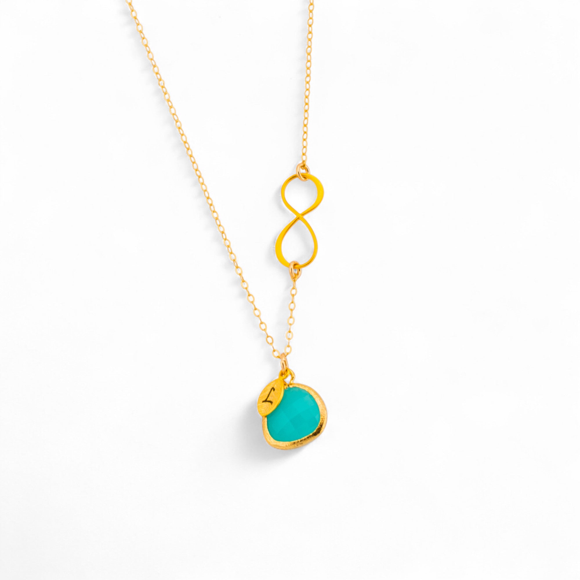 Monogram Bezel Stone Infinity Necklace