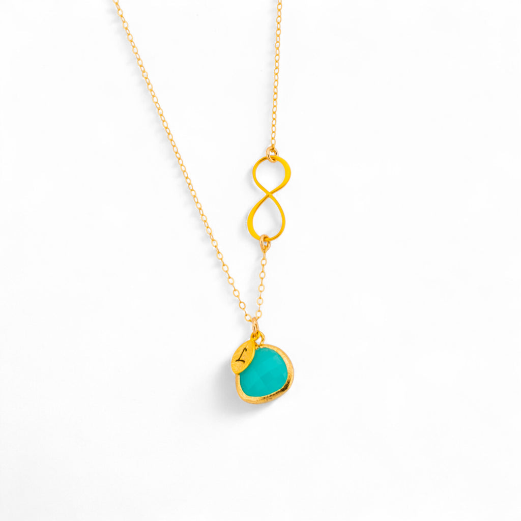 Monogram Bezel Stone Infinity Necklace