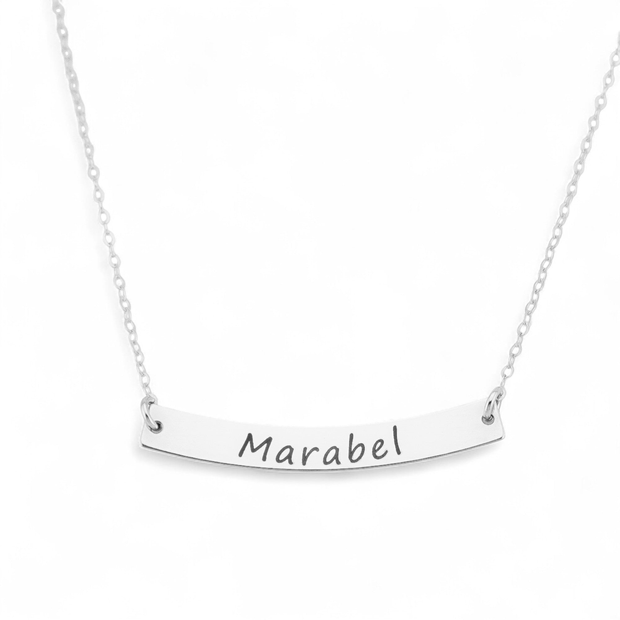 Curved Long Gold Bar Necklace, 1.5" Bar Pendant