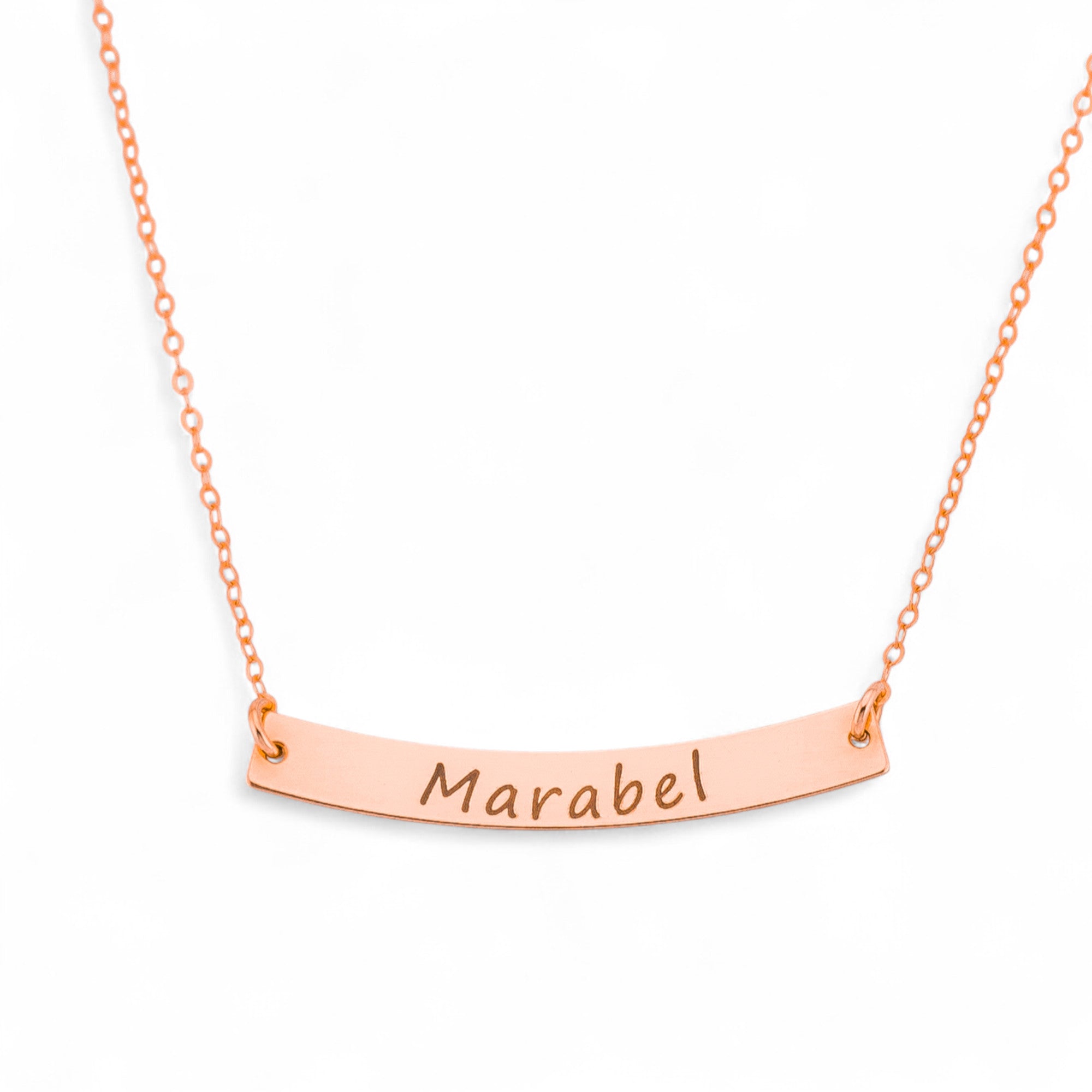Curved Long Gold Bar Necklace, 1.5" Bar Pendant