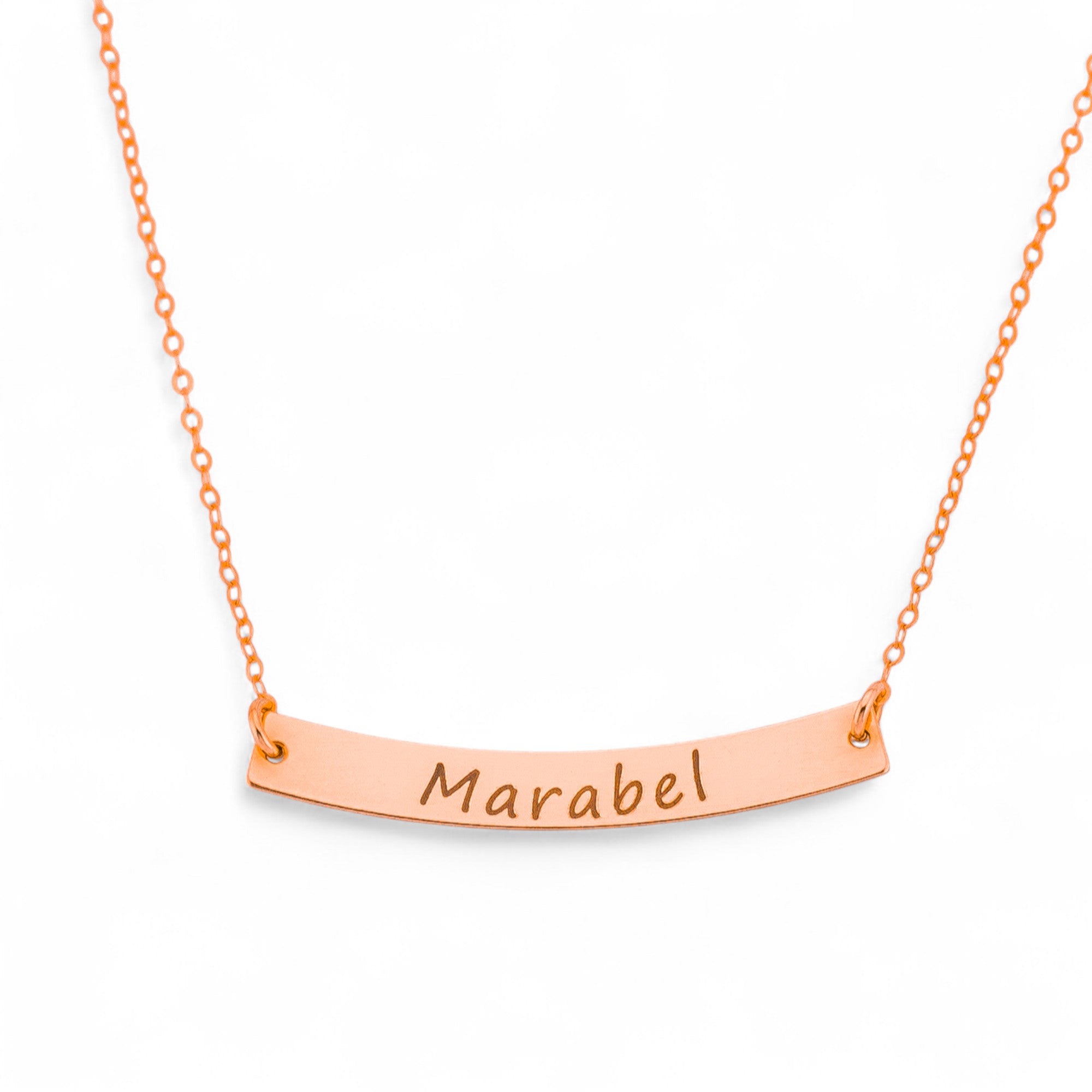 Curved Long Gold Bar Necklace, 1.5" Bar Pendant