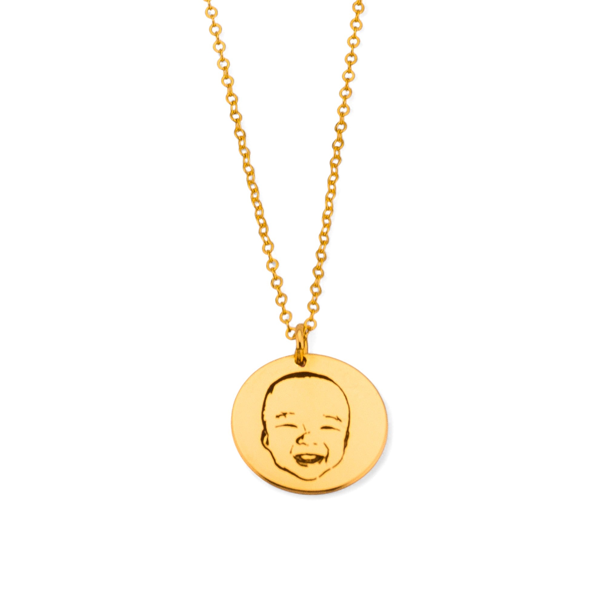 Actual Child Face Outline Pendant Necklace, 5/8" or 1"