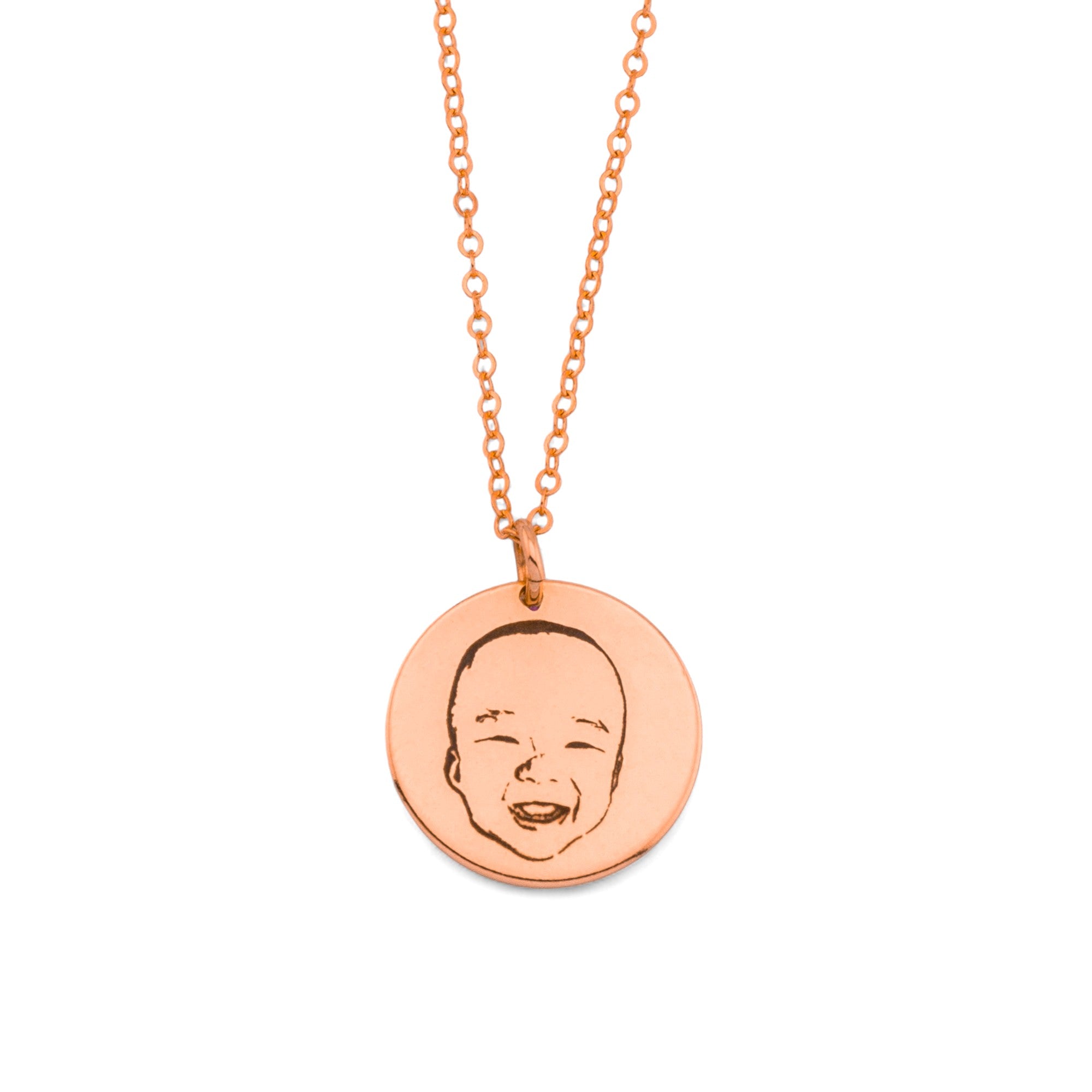 Actual Child Face Outline Pendant Necklace, 5/8" or 1"