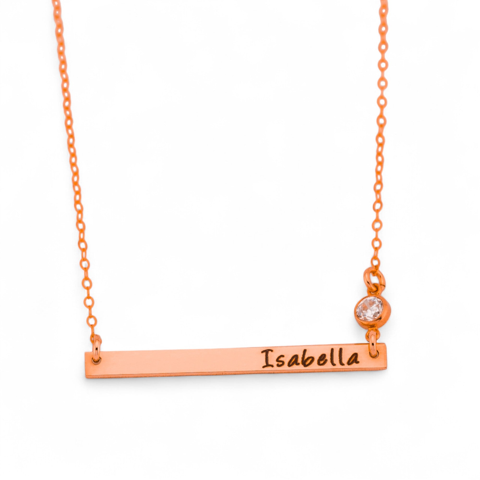 Minimalist Long Skinny Bar Necklace With Zirconia, 1.5" Bar