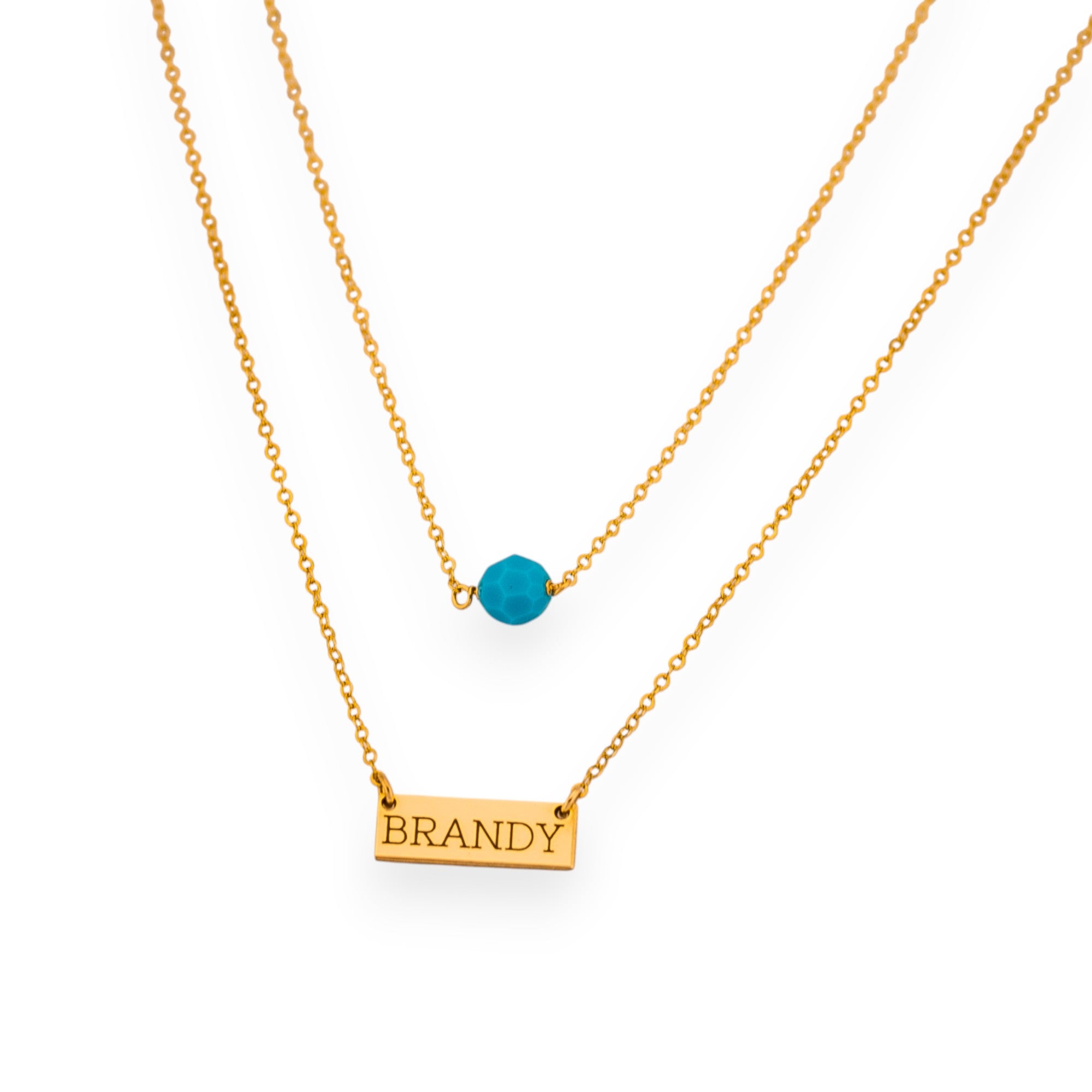 Birthstone and Mini Bar Pendant Layered Necklace Set