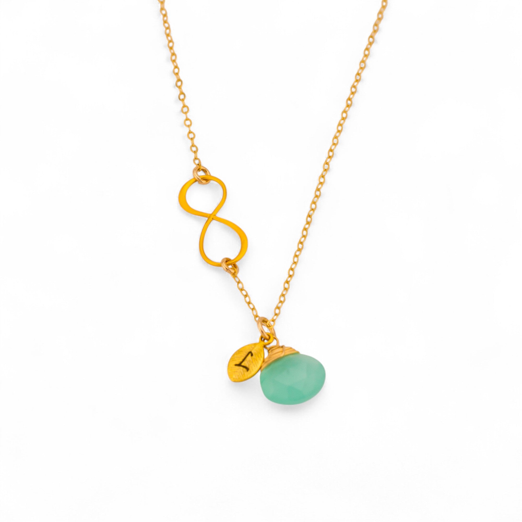 Customized Infinity Leaf Birthstone Necklace