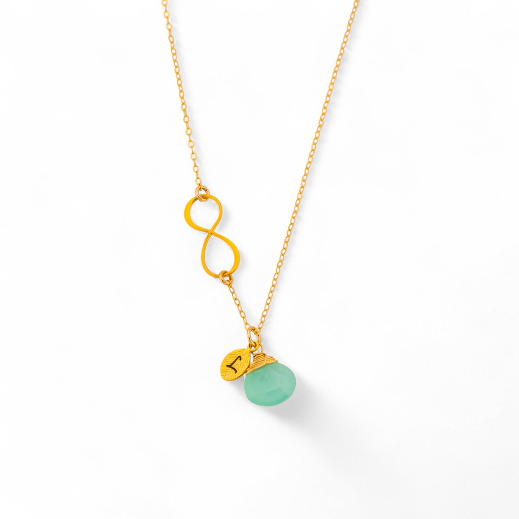Customized Infinity Leaf Birthstone Necklace