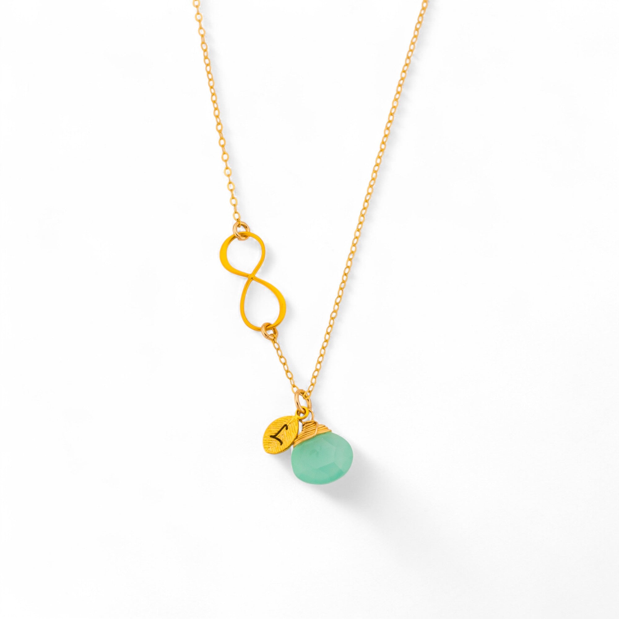 Customized Infinity Leaf Birthstone Necklace