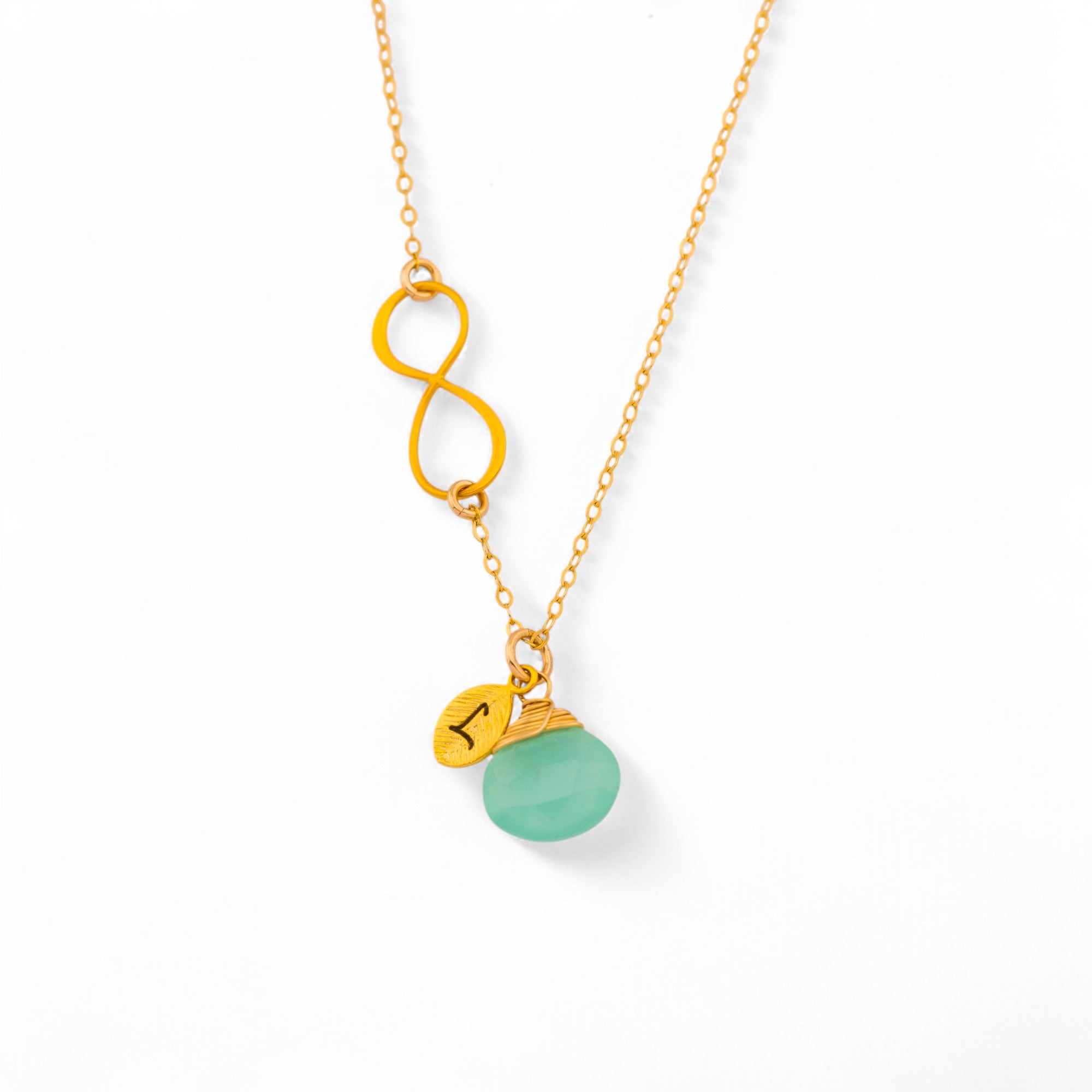 Customized Infinity Leaf Birthstone Necklace