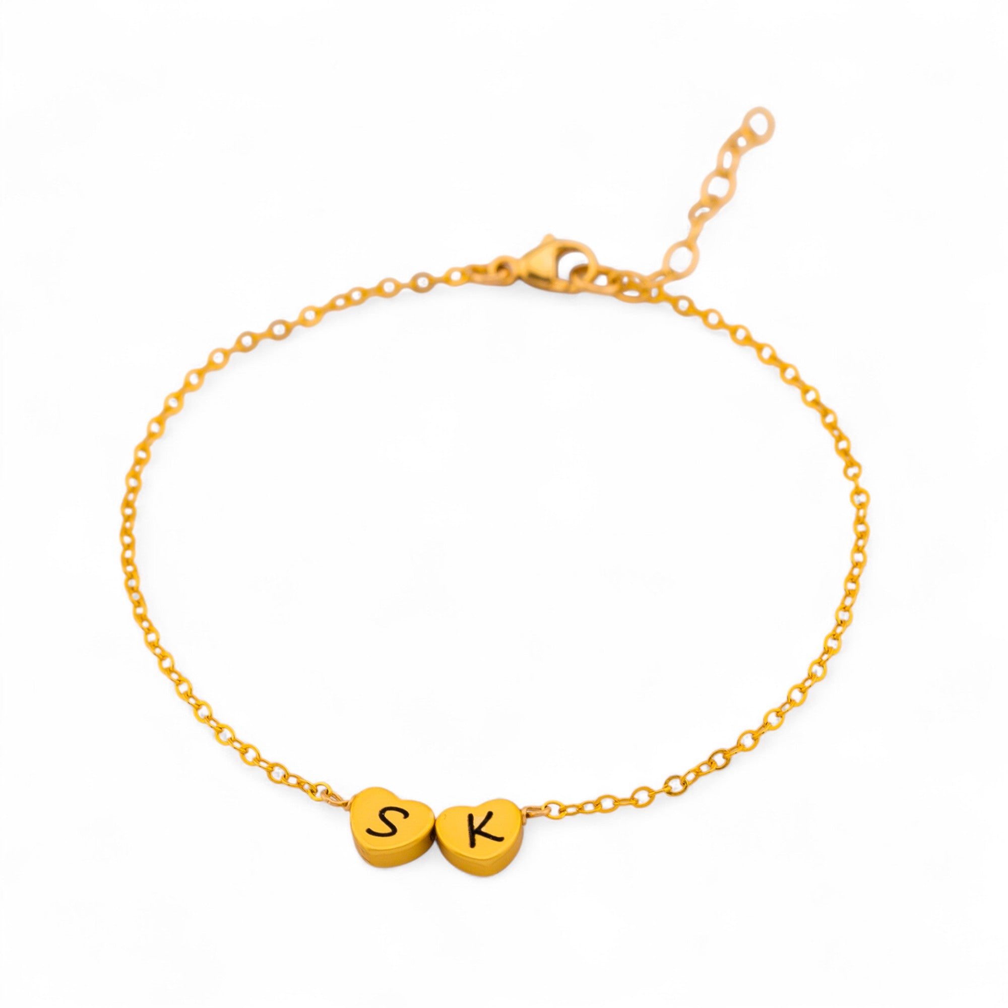 Custom Initial Heart Charm Bracelet