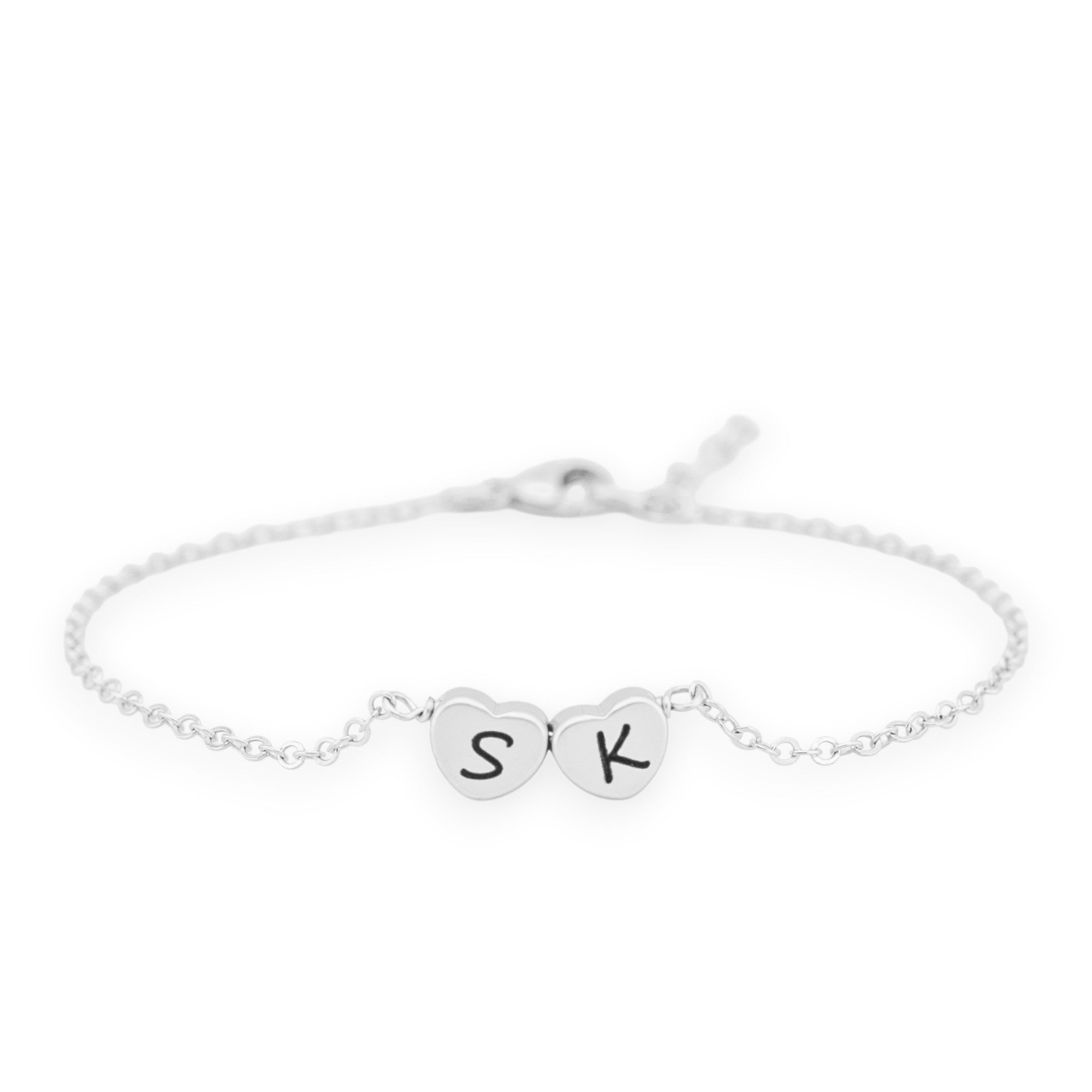 Custom Initial Heart Charm Bracelet
