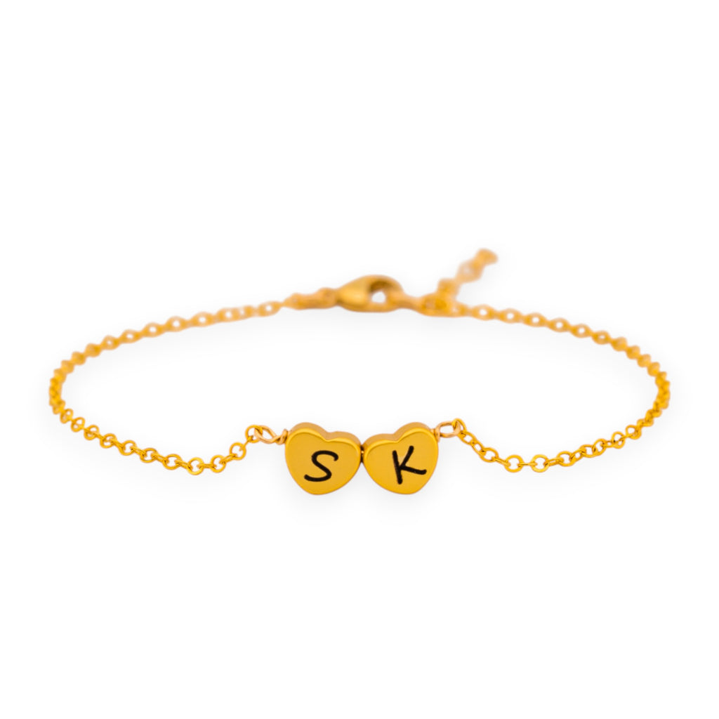 Custom Initial Heart Charm Bracelet