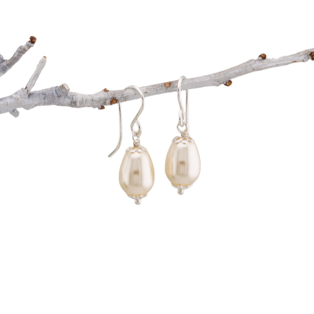 White Teardrop Pearl Earrings