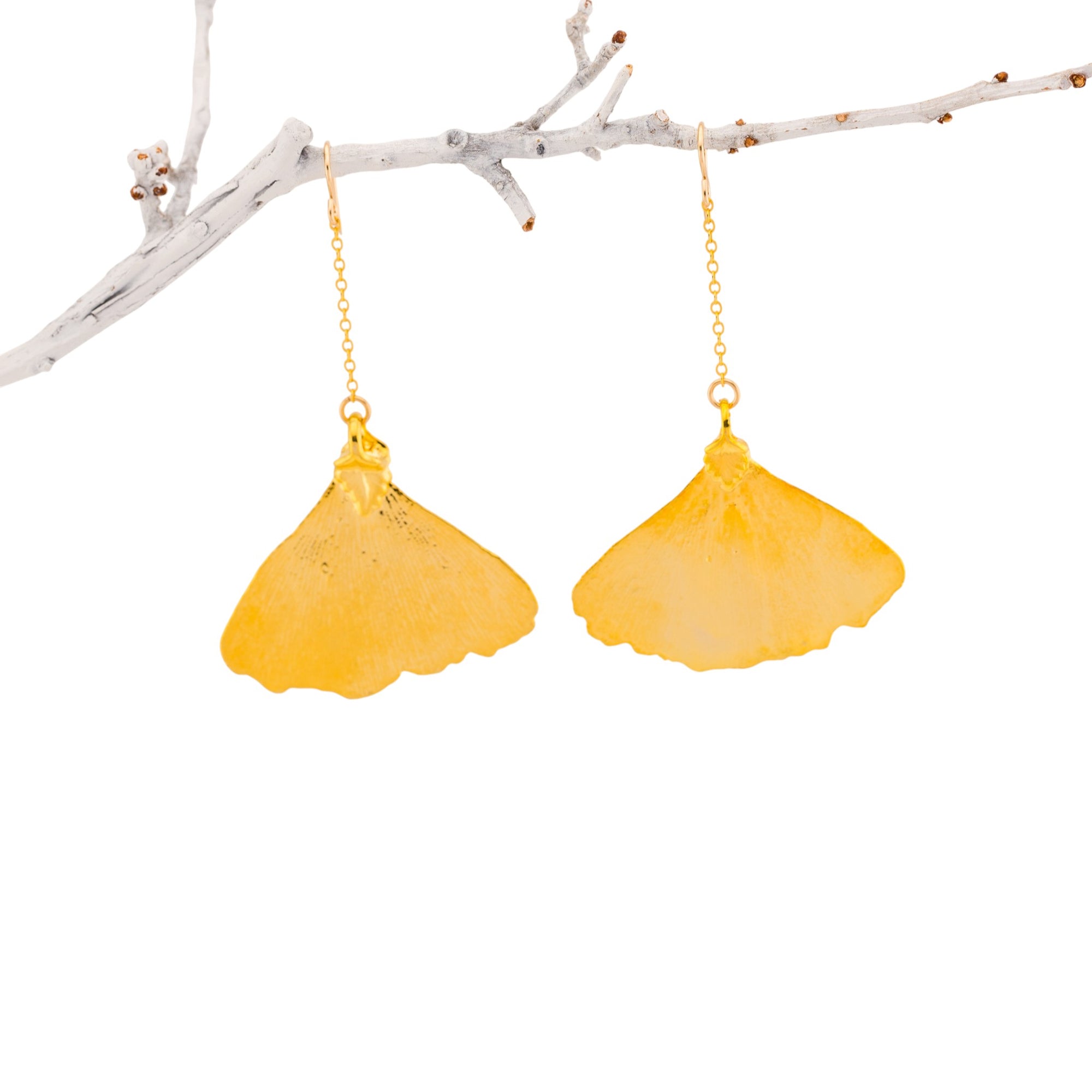 Dangle Real Leaf Long Earrings