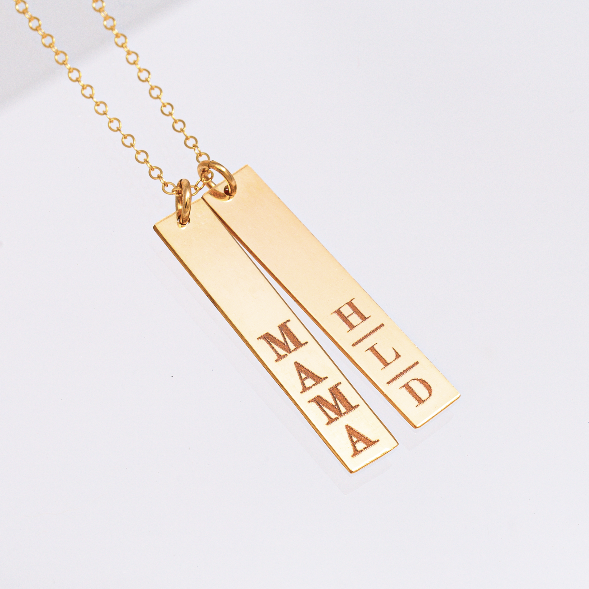 Multiple Vertical Nameplate Bars Necklace, 1.25-inch Bar