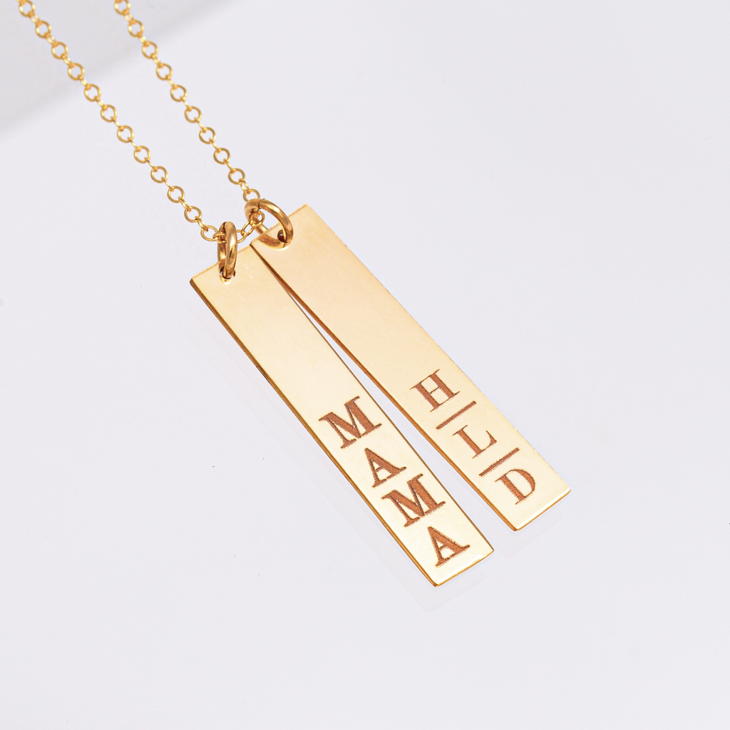 Multiple Vertical Nameplate Bars Necklace, 1.25-inch Bar