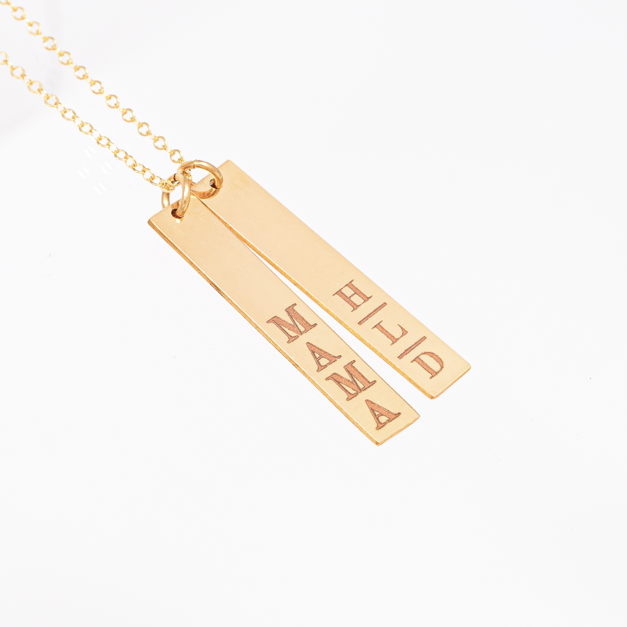 Multiple Vertical Nameplate Bars Necklace, 1.25-inch Bar