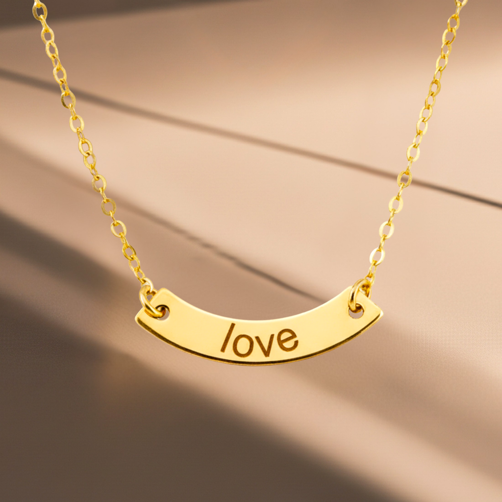 Personalized Initial Curved Bar Necklace