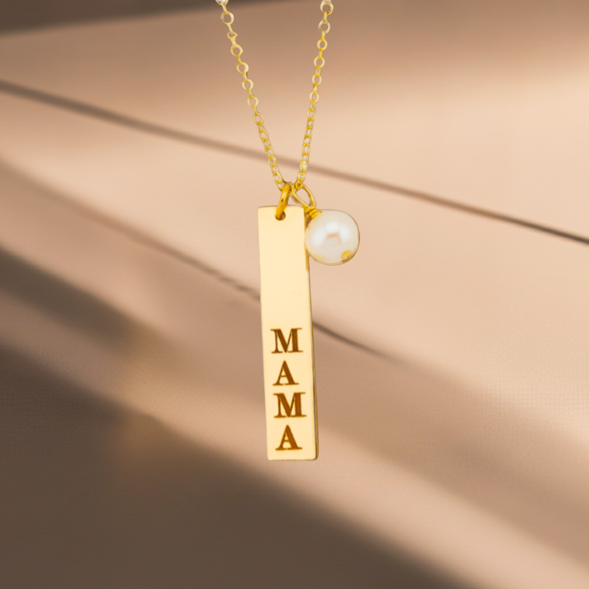 Vertical Bar Necklace and Customized Birthstone, 1.25-inch