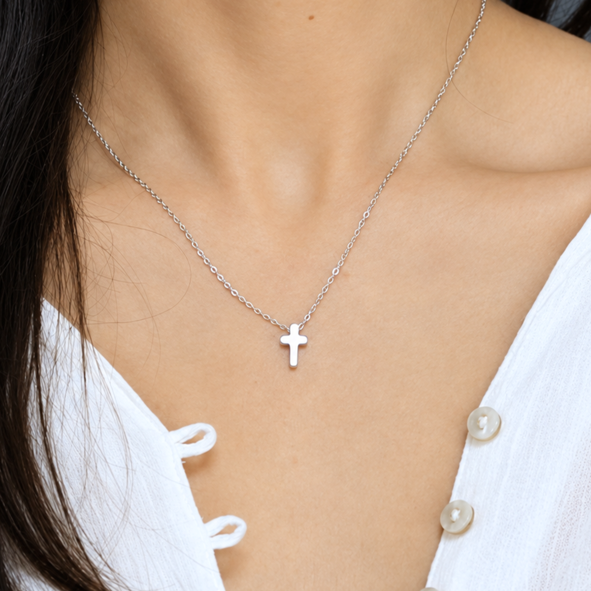 Minimalist Cross Necklace – Petite Faith Pendant