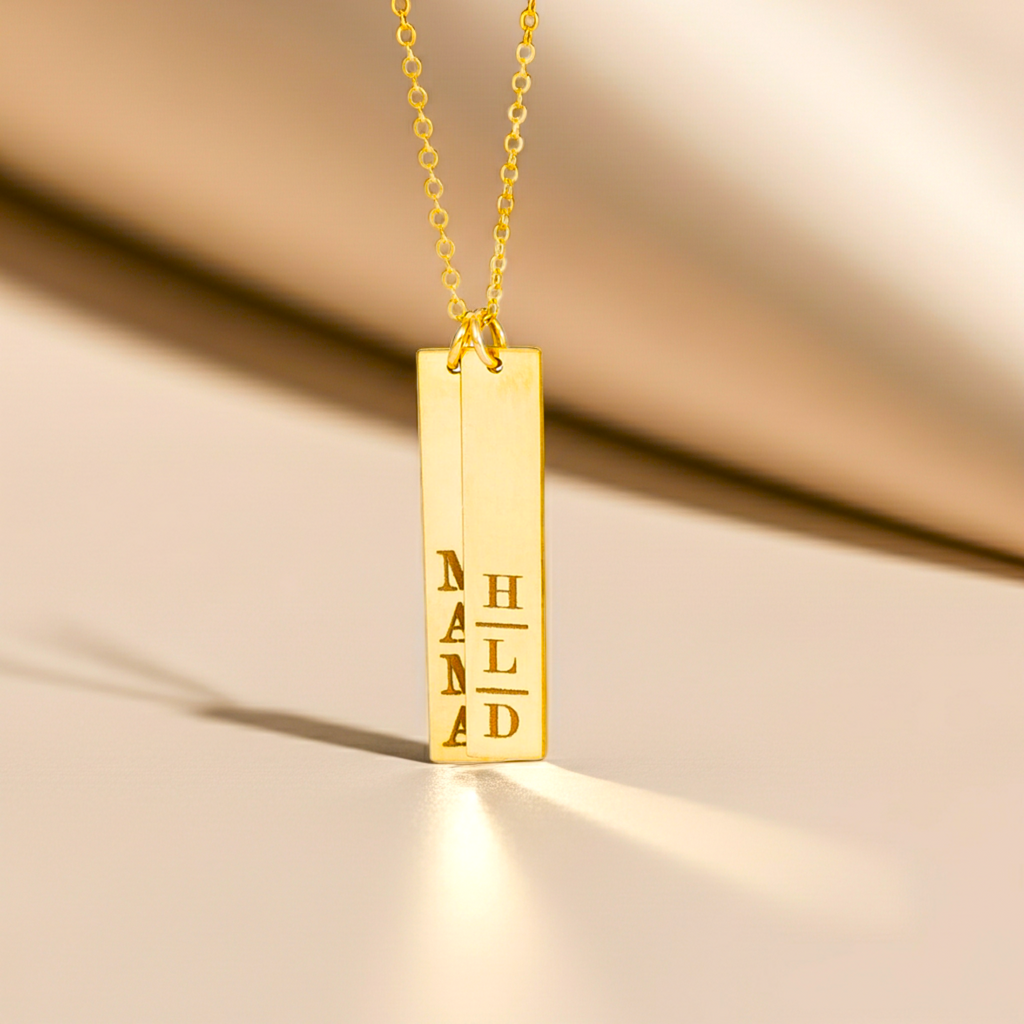 Multiple Vertical Nameplate Bars Necklace, 1.25-inch Bar