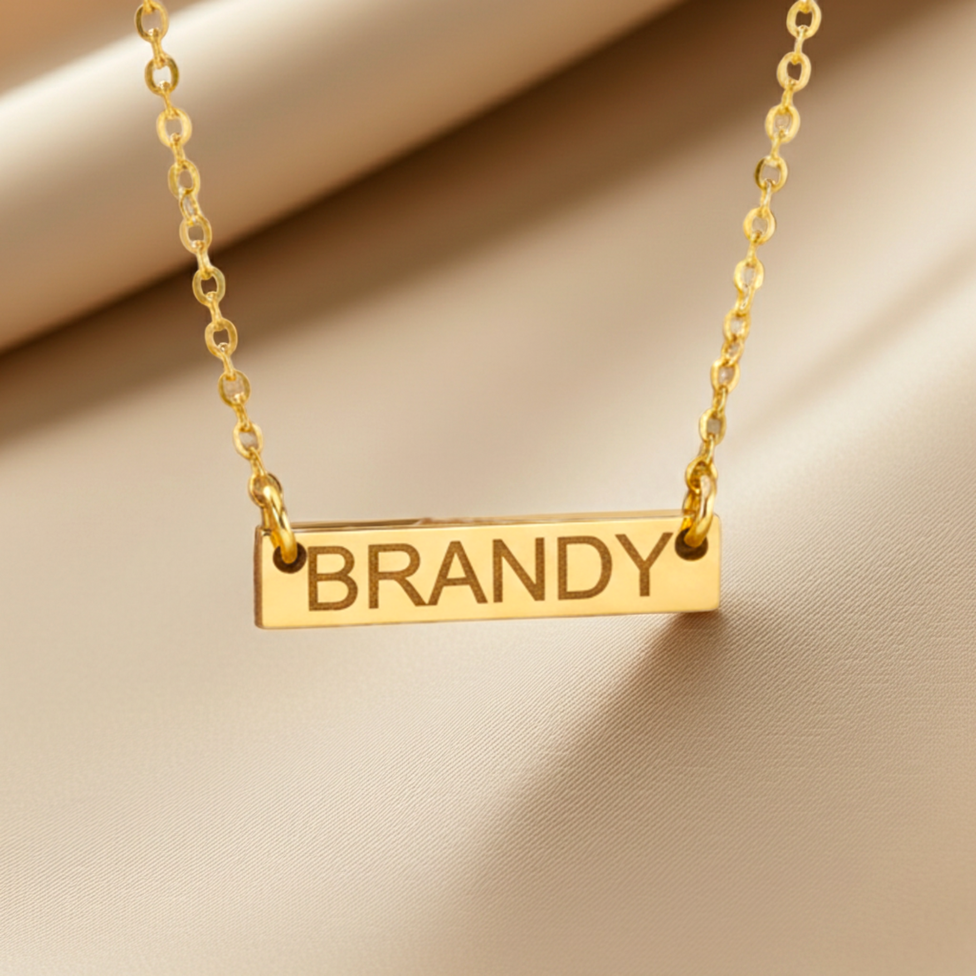 Personalized Horizontal Skinny Name Bar Necklace, 5/8-inch