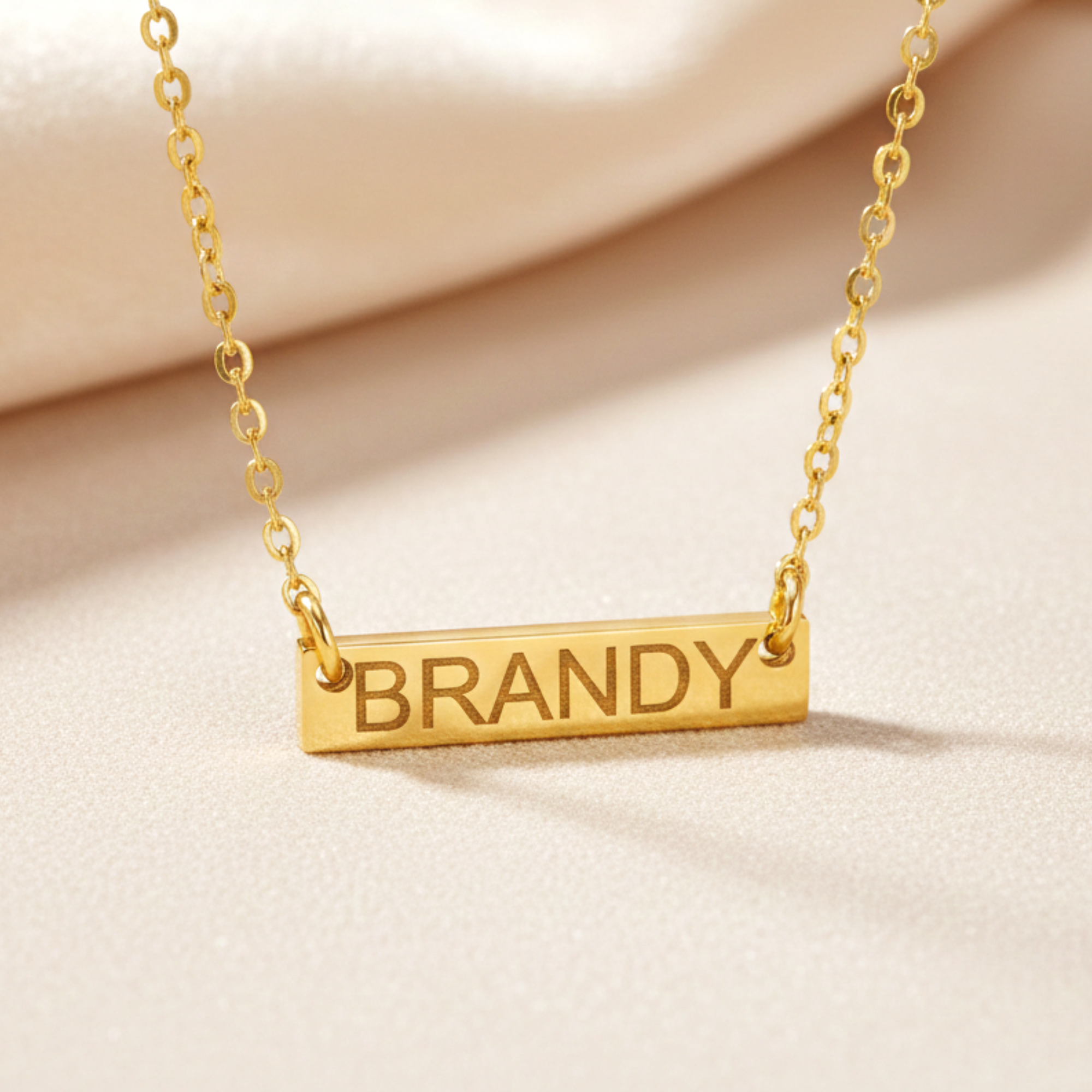 Personalized Horizontal Skinny Name Bar Necklace, 5/8-inch