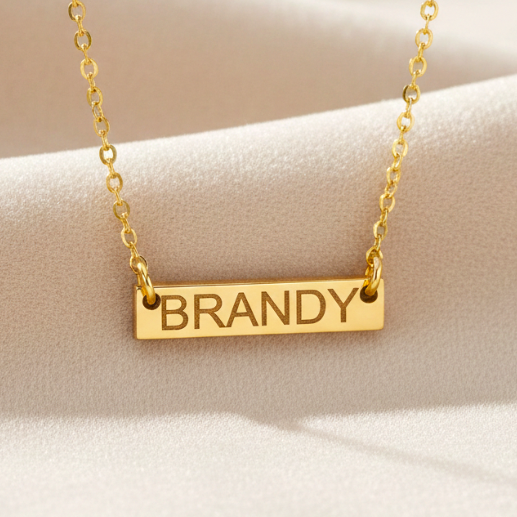 Personalized Horizontal Skinny Name Bar Necklace, 5/8-inch