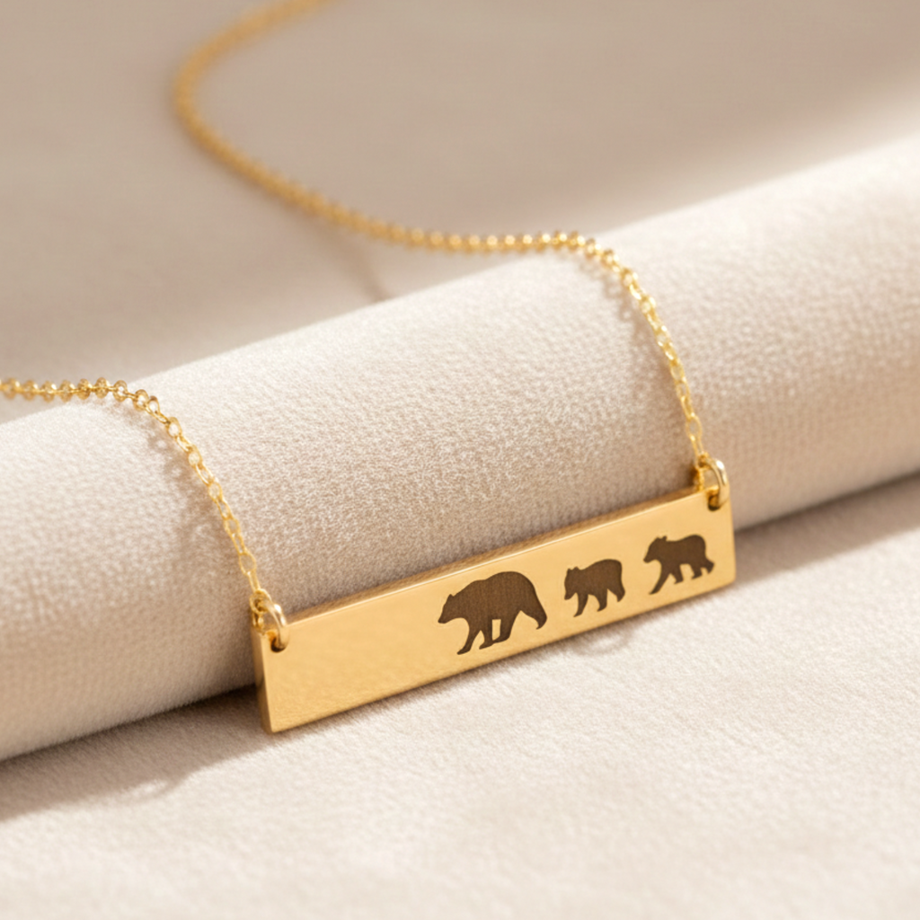 Mama Bear Bar Necklace, Mama Bear Bear Cubs Necklace