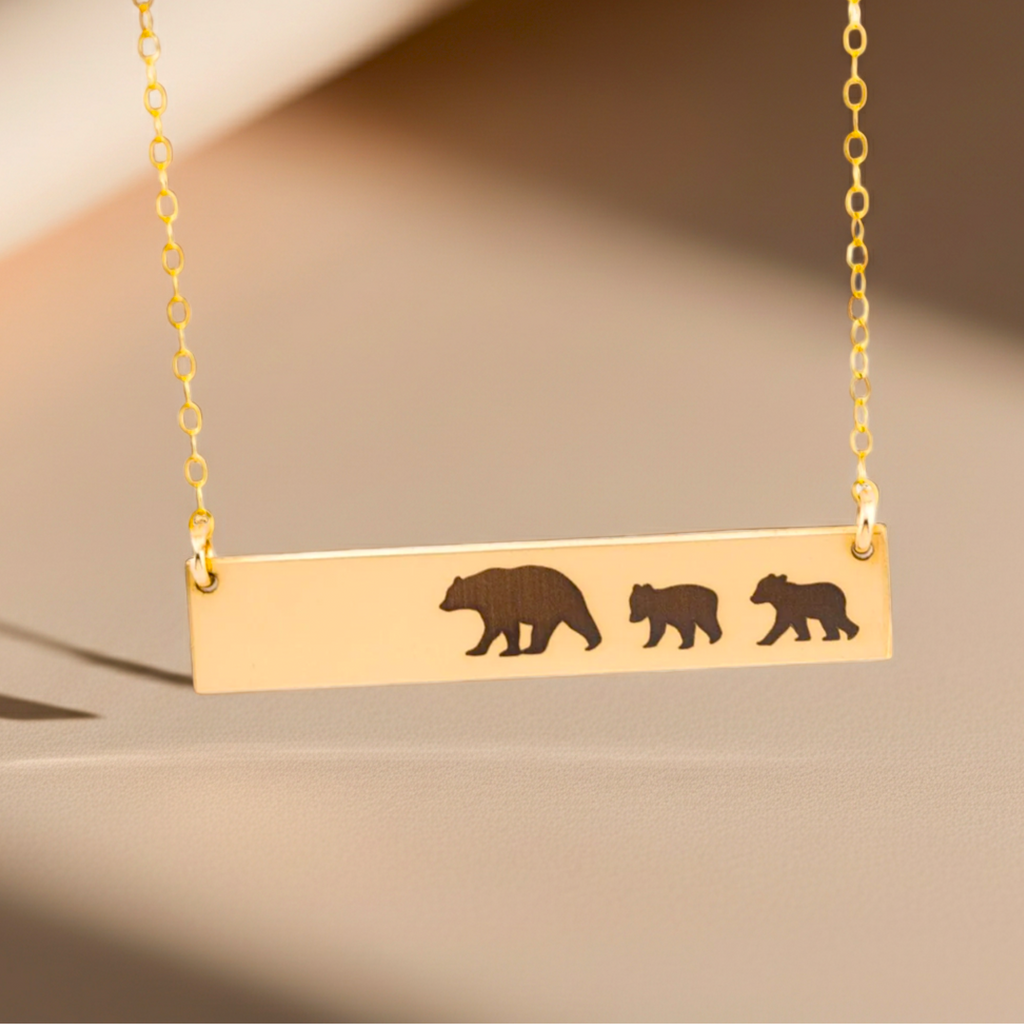 Mama Bear Bar Necklace, Mama Bear Bear Cubs Necklace