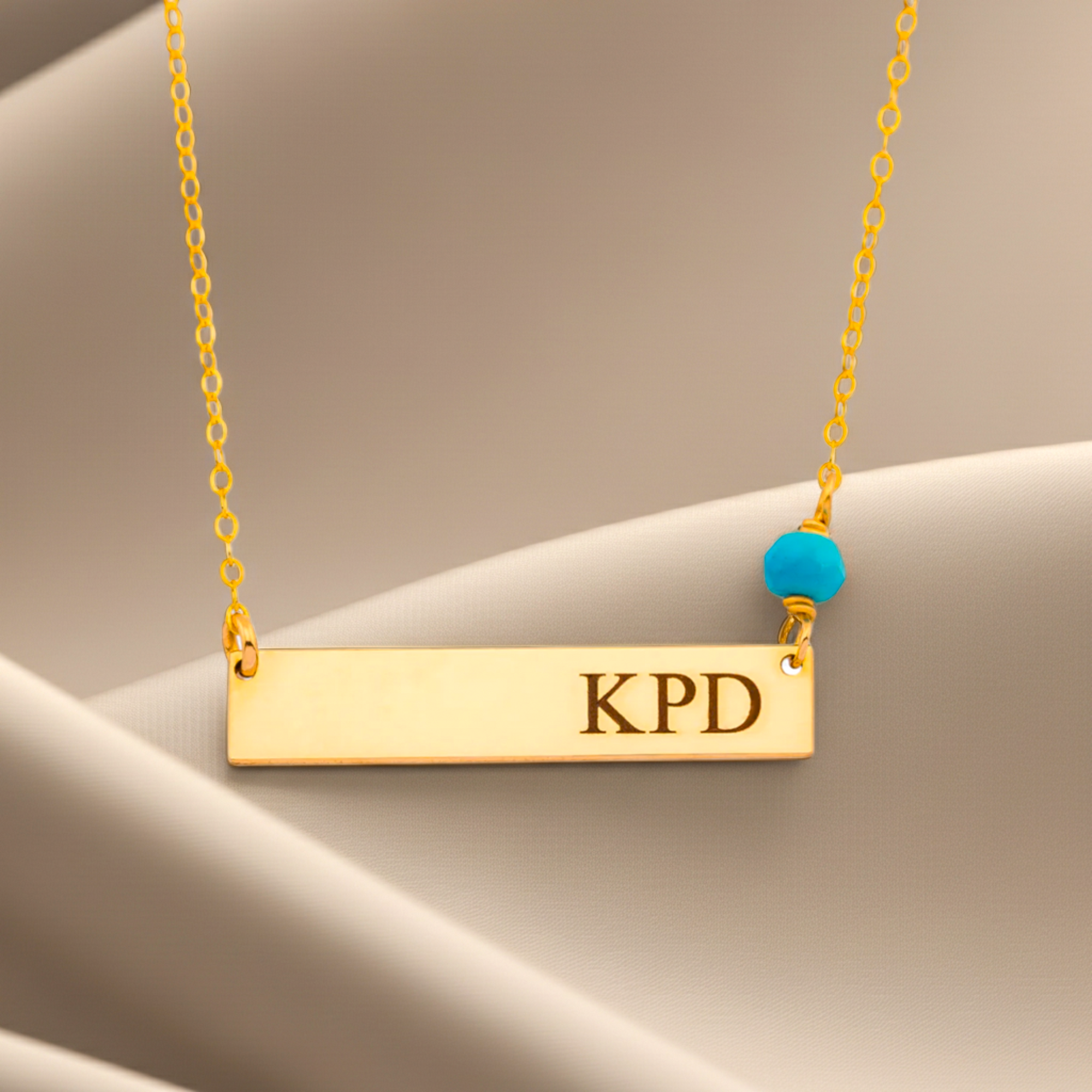 Customized Name Plate Bar Necklace and Birthstone. 1.25-inch