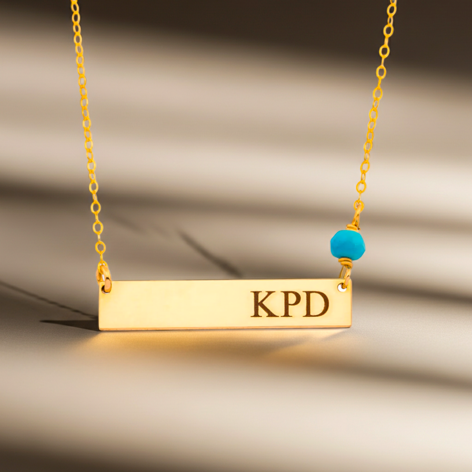 Customized Name Plate Bar Necklace and Birthstone. 1.25-inch