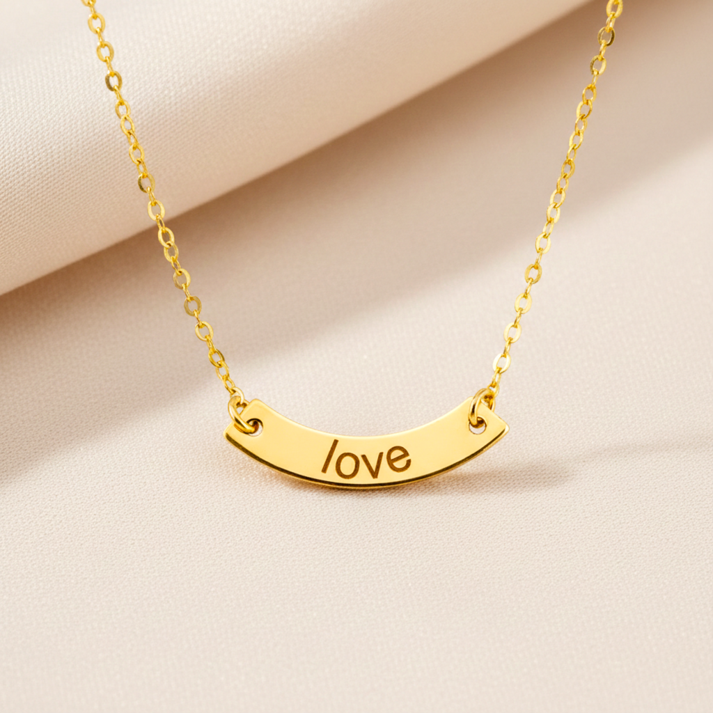 Personalized Initial Curved Bar Necklace