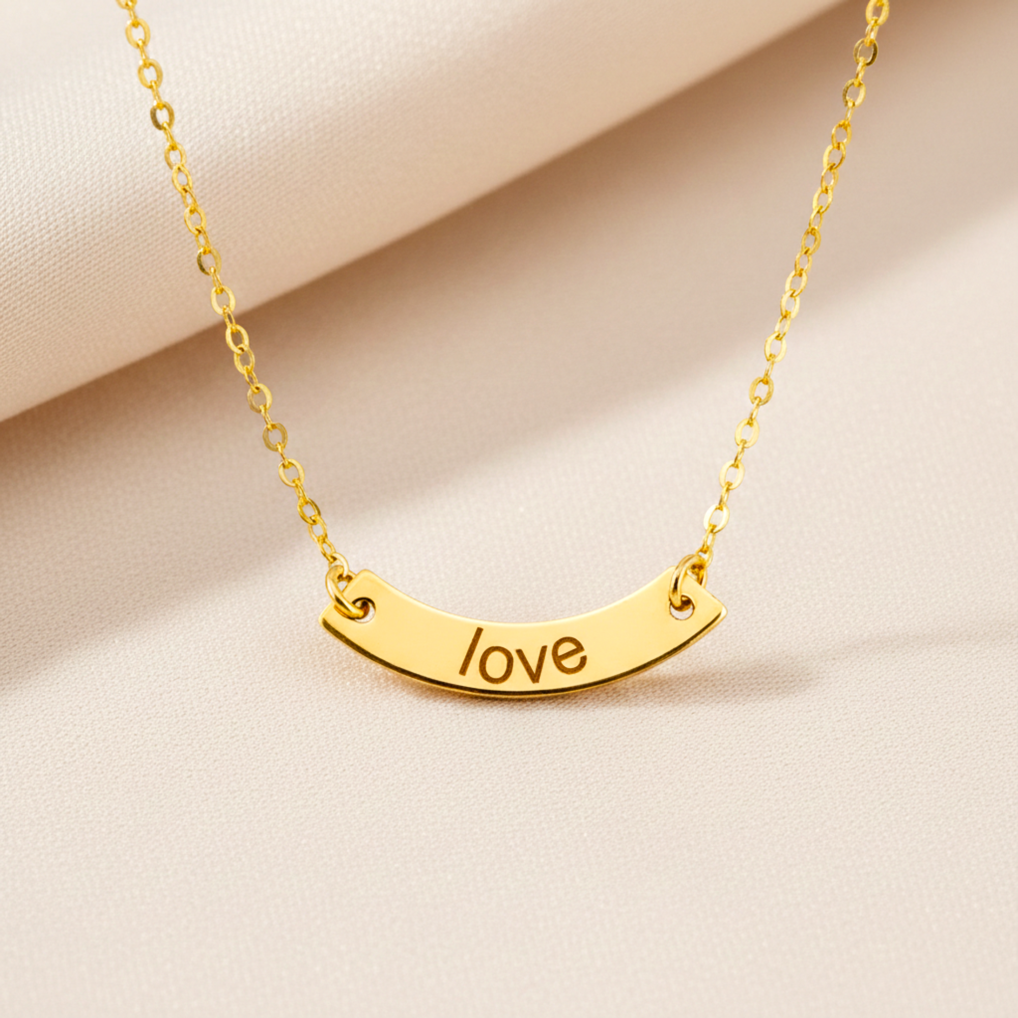 Personalized Initial Curved Bar Necklace