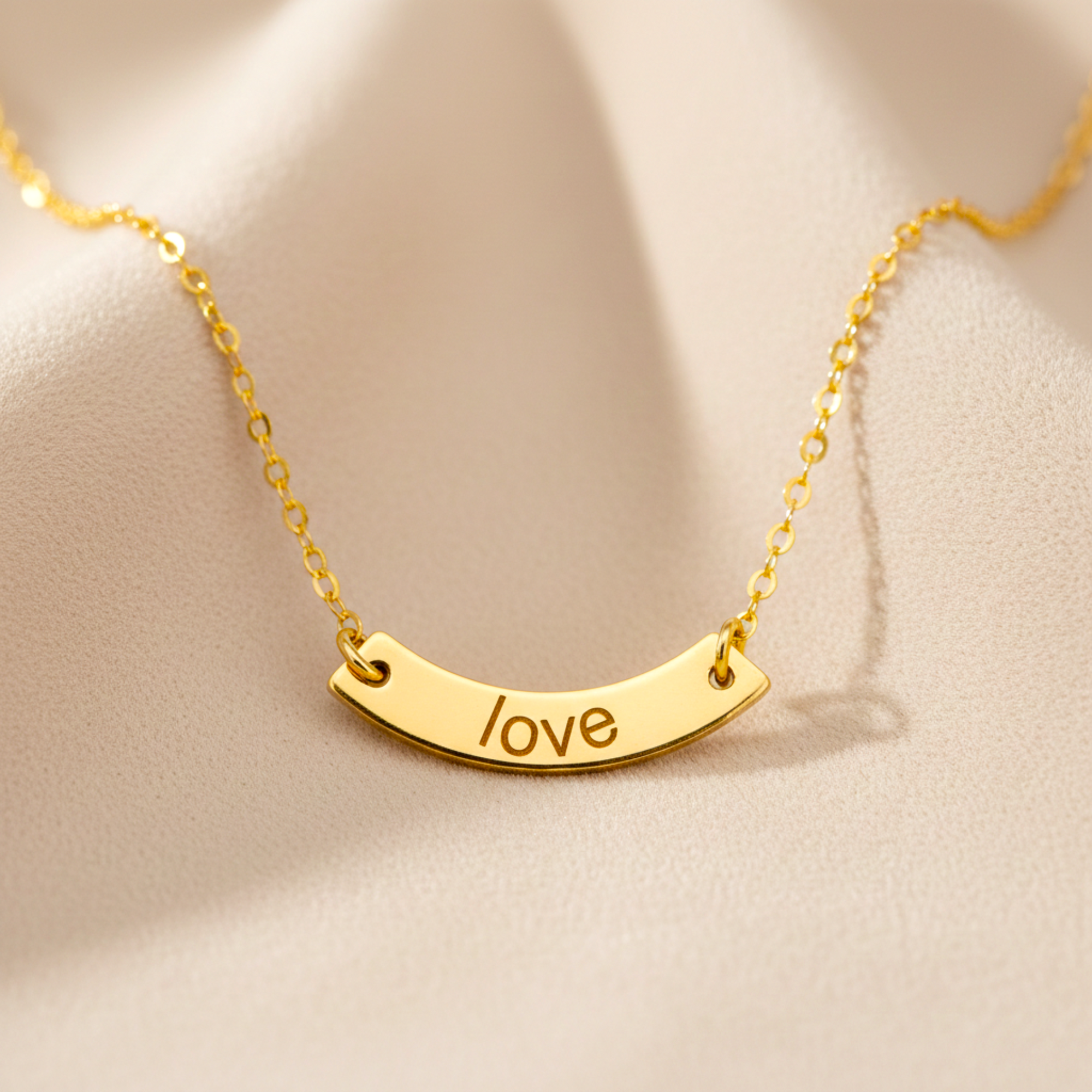 Personalized Initial Curved Bar Necklace