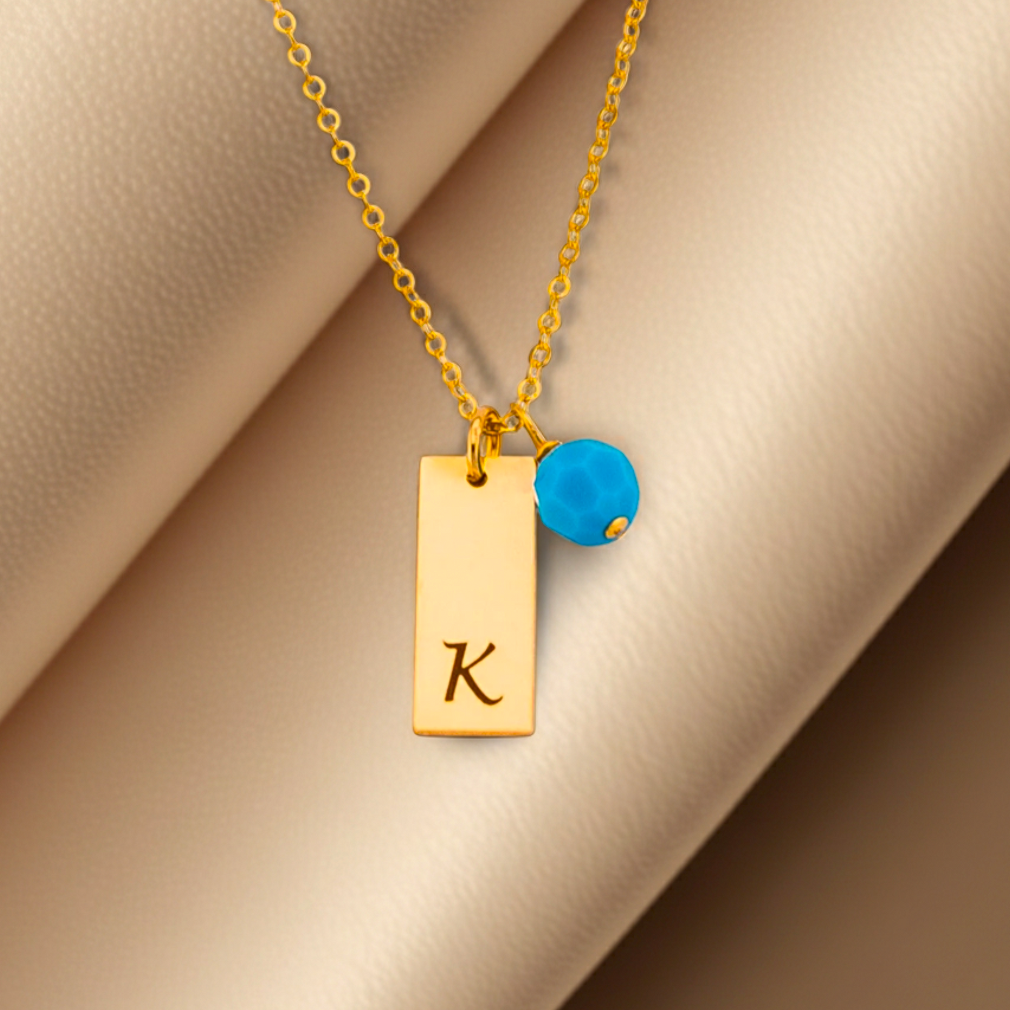 Mini Vertical Bar 1 Tag and 1 Birthstone Necklace, 1/4" x 5/8" Bar