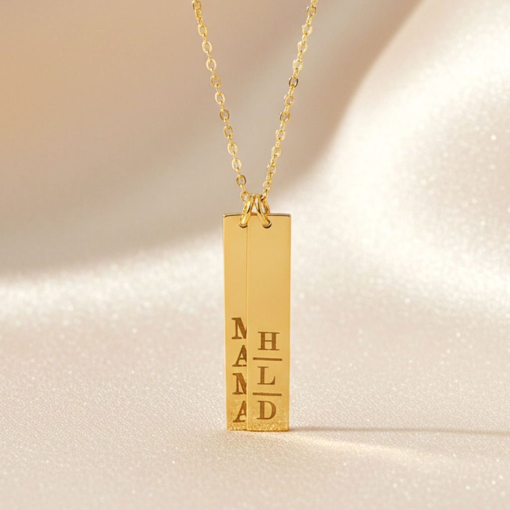 Multiple Vertical Nameplate Bars Necklace, 1.25-inch Bar
