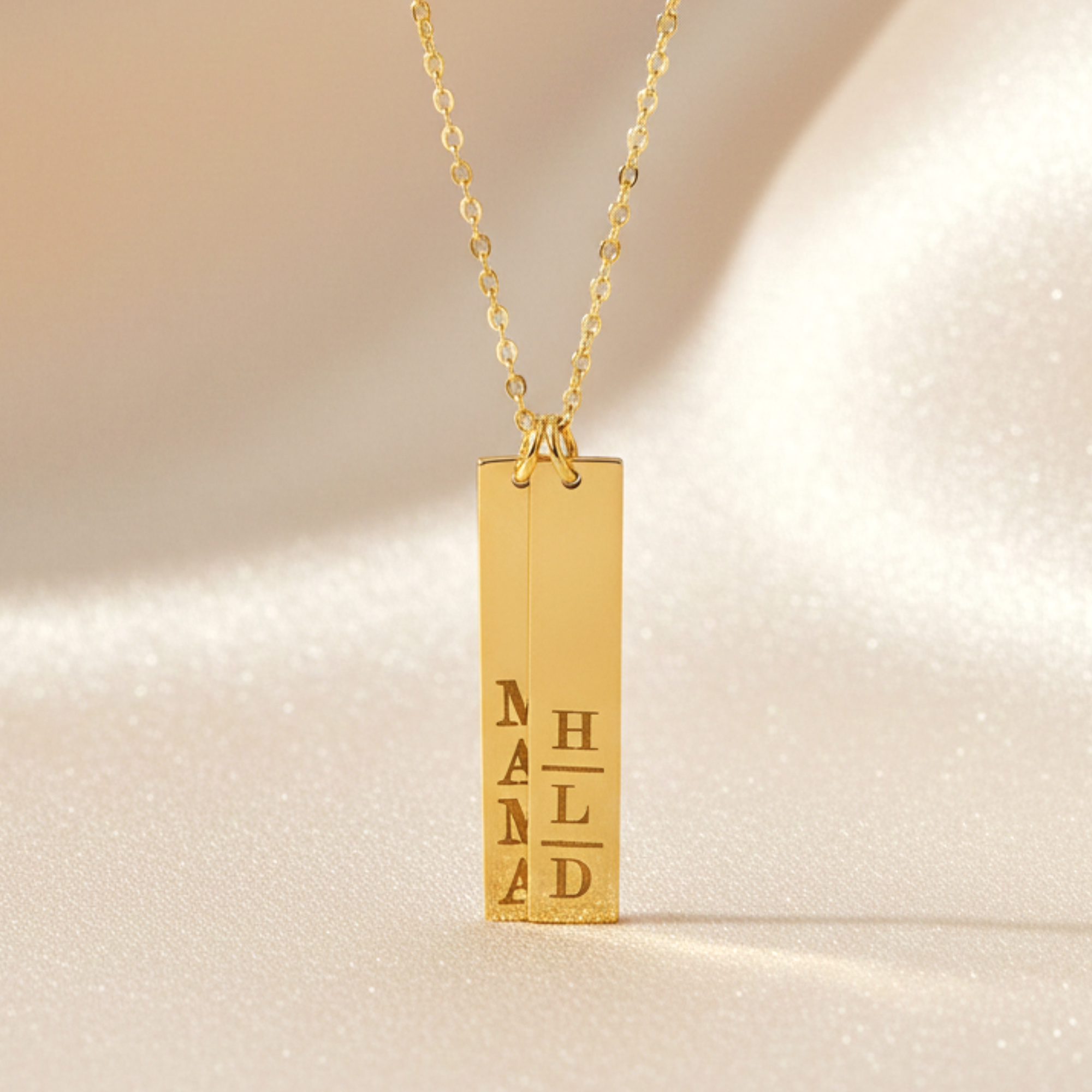 Multiple Vertical Nameplate Bars Necklace, 1.25-inch Bar