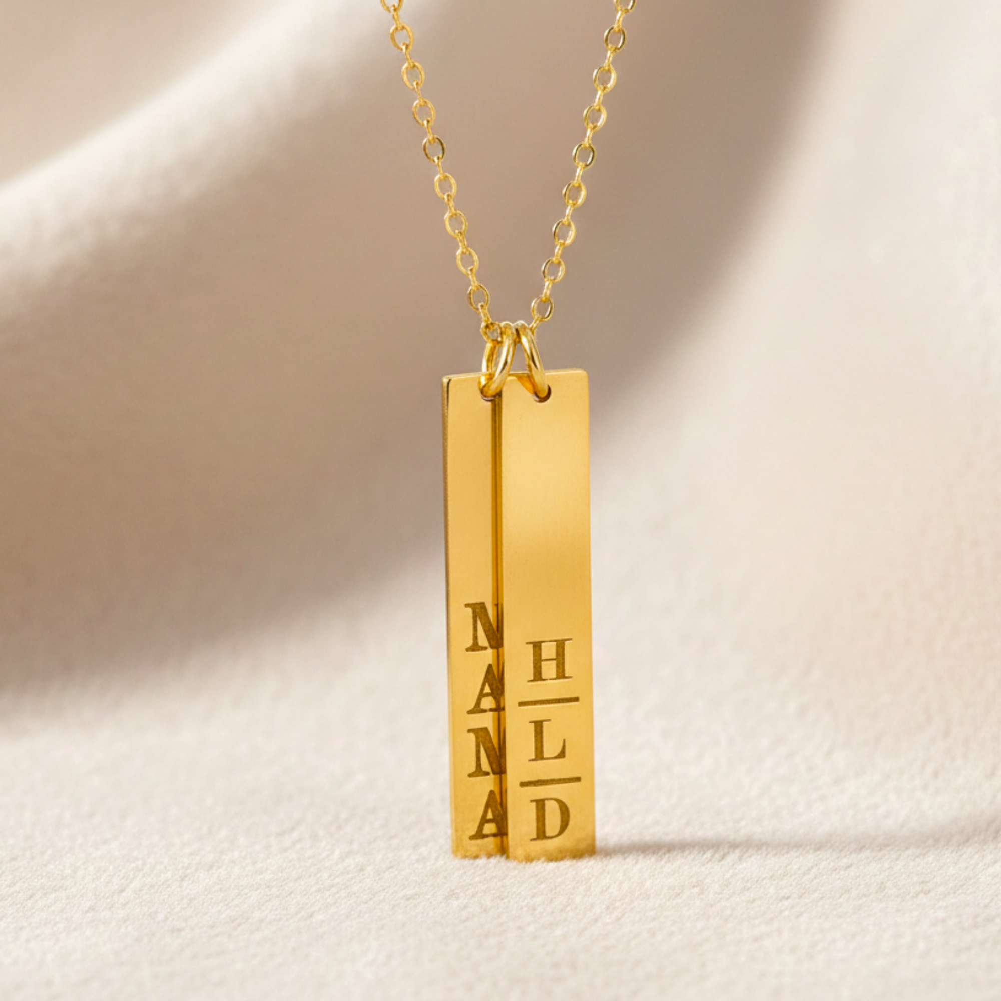 Multiple Vertical Nameplate Bars Necklace, 1.25-inch Bar