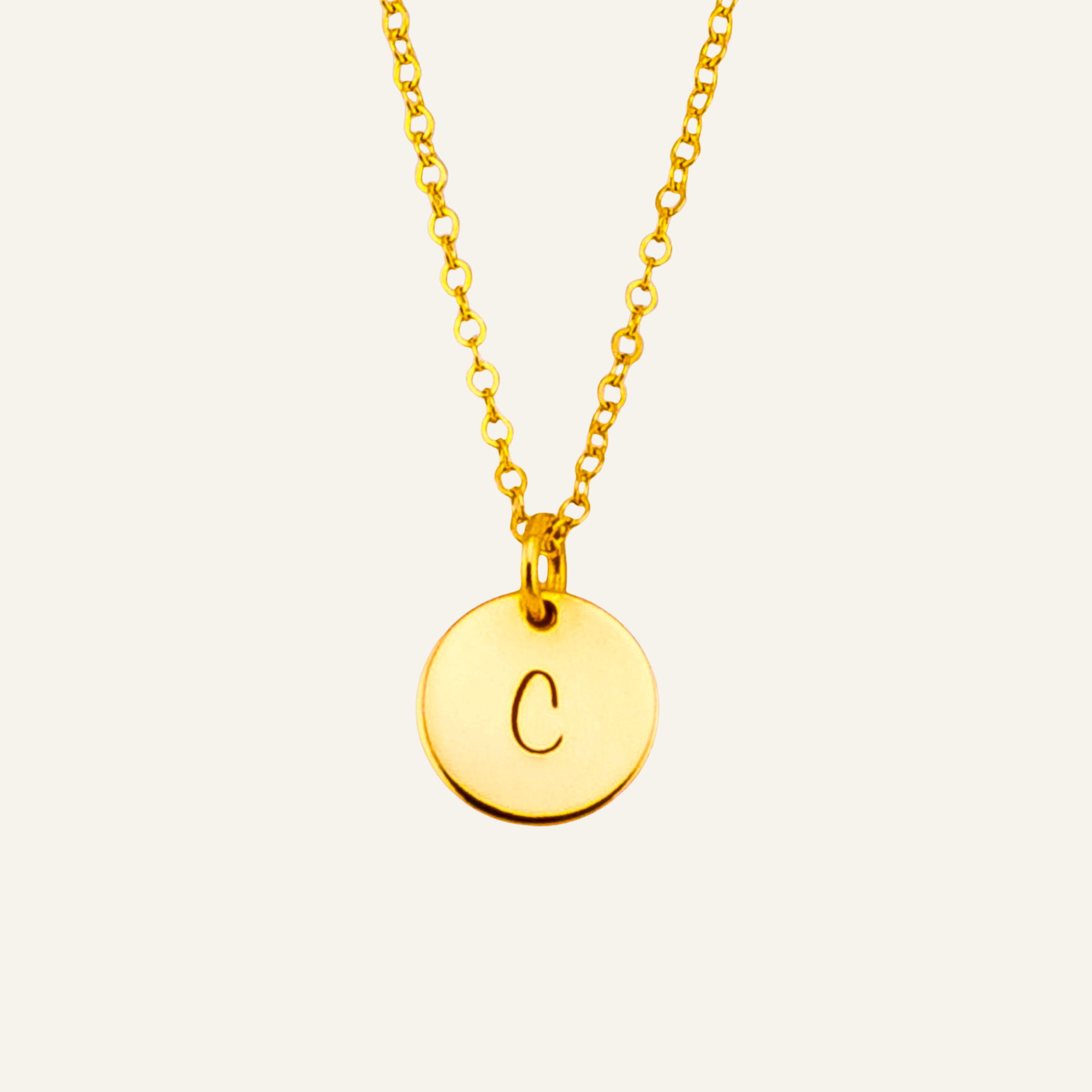 Custom 1 Circle Charm Necklace, 3/8-inch