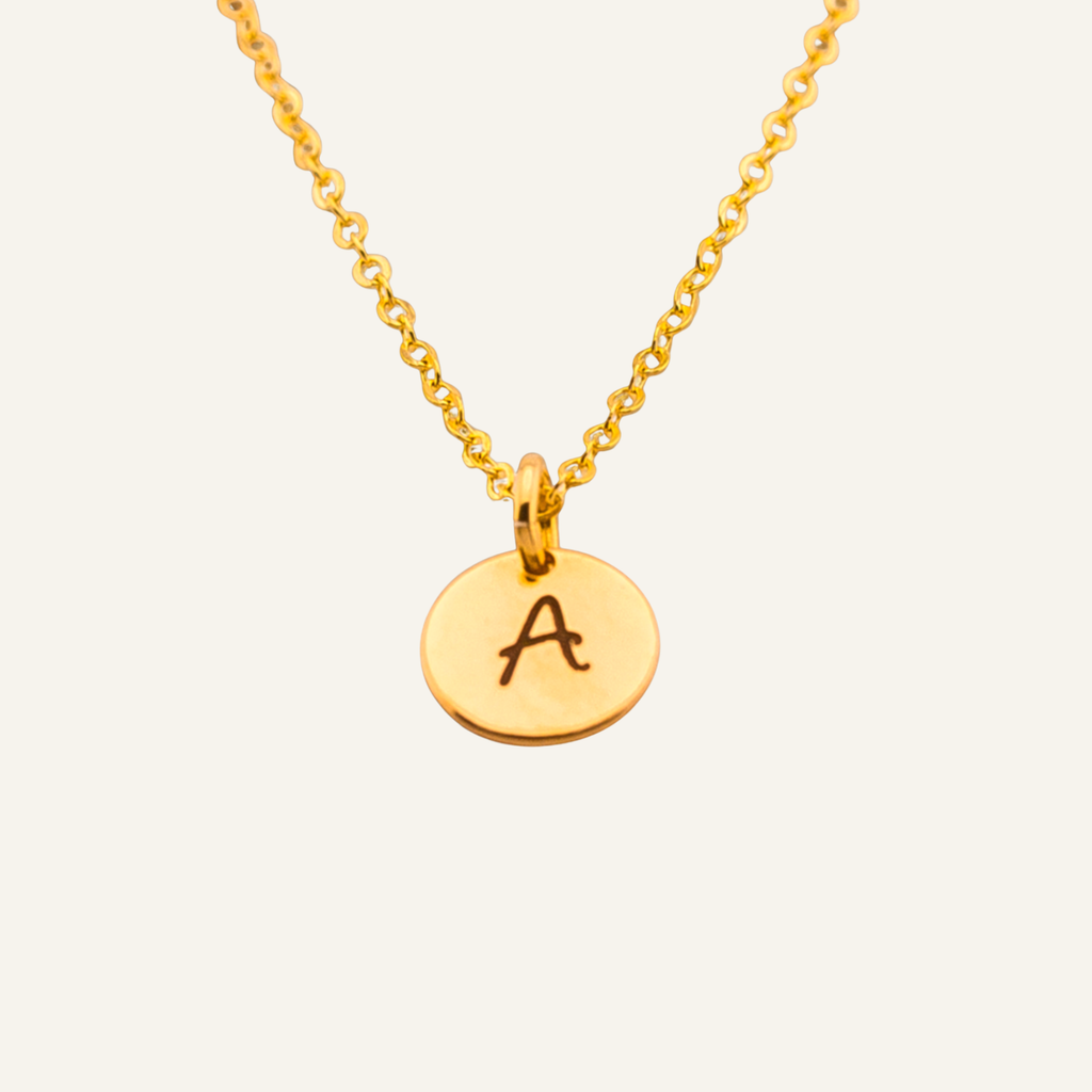 Tiny Initial Circle Necklace, 1 Charm