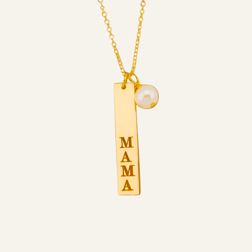 Vertical Bar Necklace and Customized Birthstone, 1.25-inch