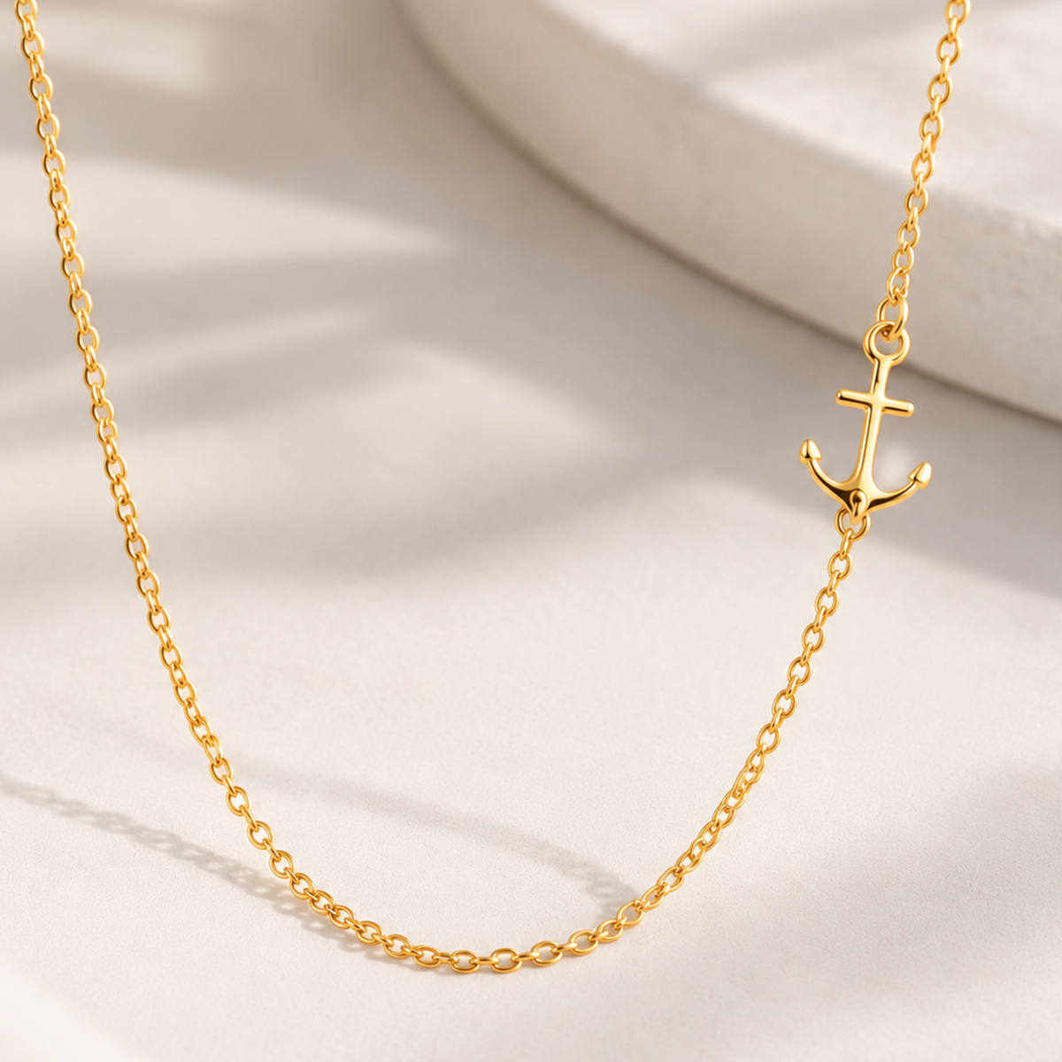 Sideways Anchor Necklace – Minimalist Nautical Charm