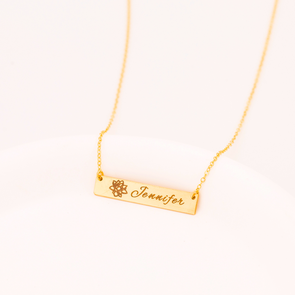 Custom Birth Flower Bar Necklace