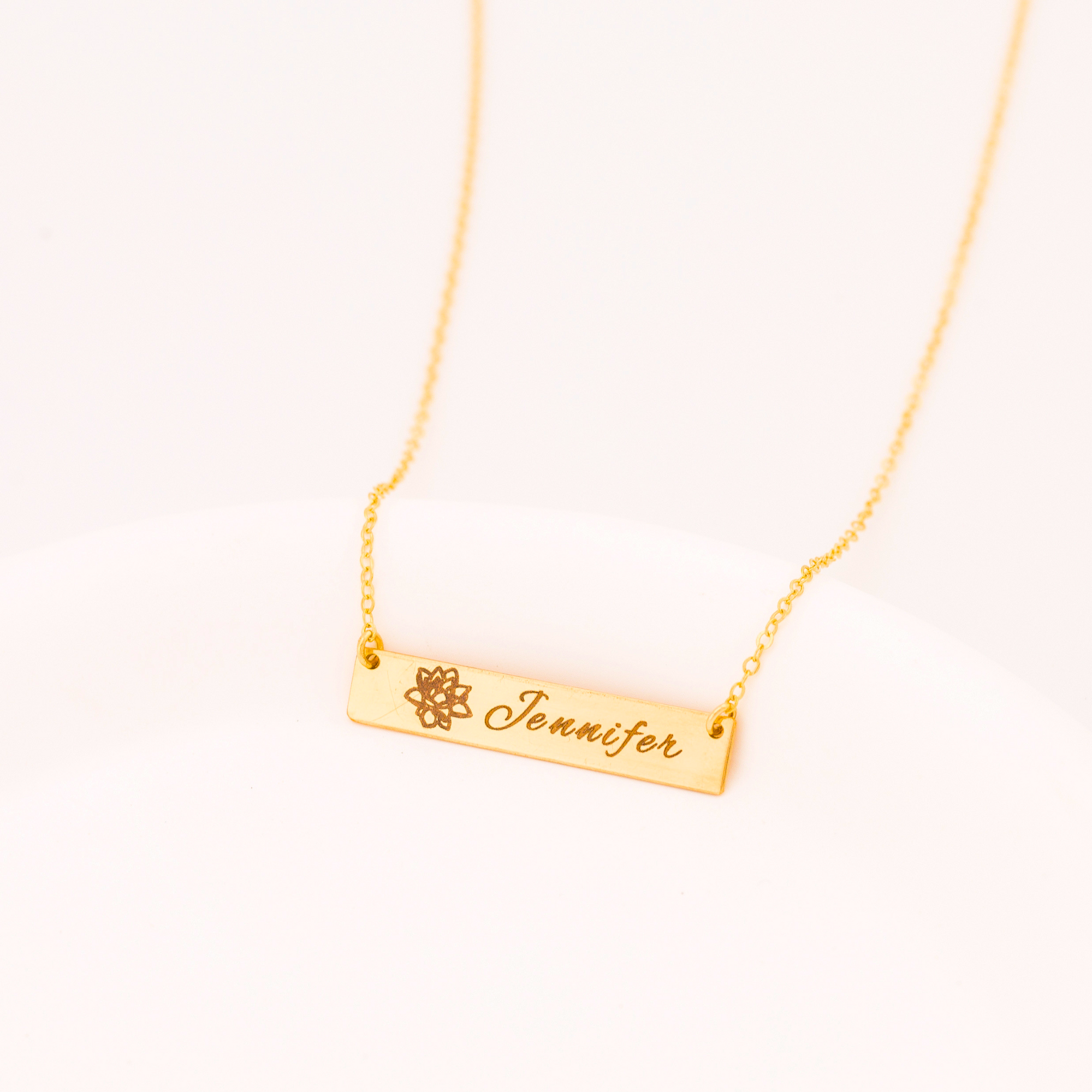 Custom Birth Flower Bar Necklace