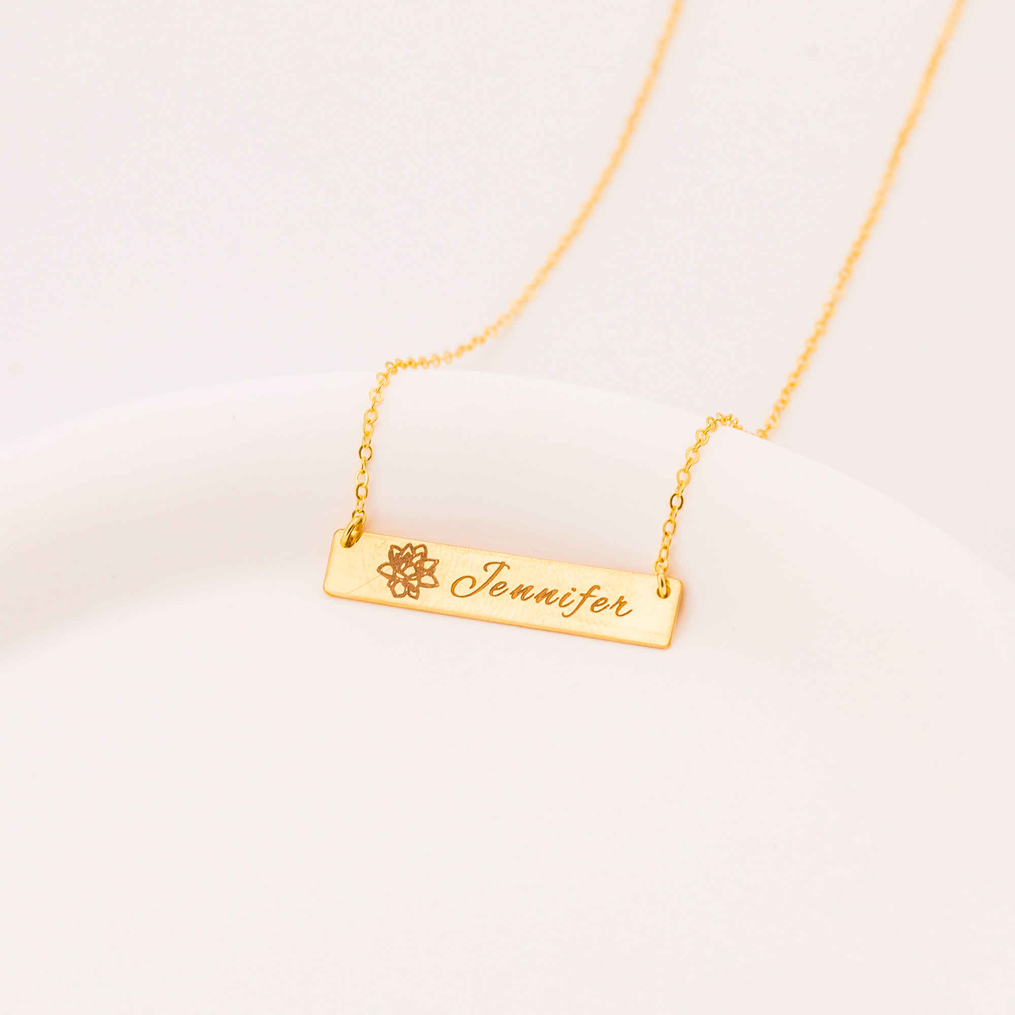 Custom Birth Flower Bar Necklace
